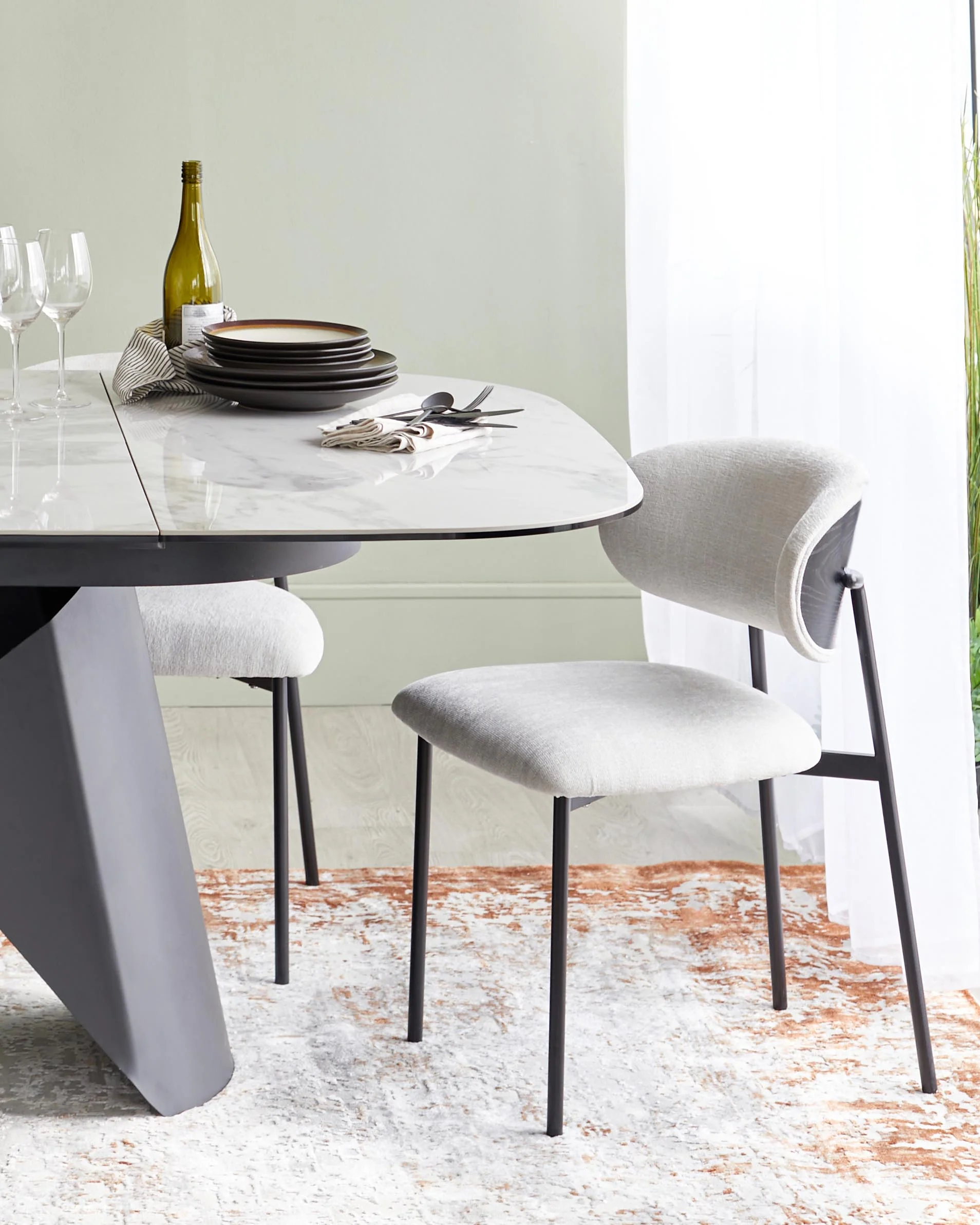 Cree cream chenille dining chair - Image 4