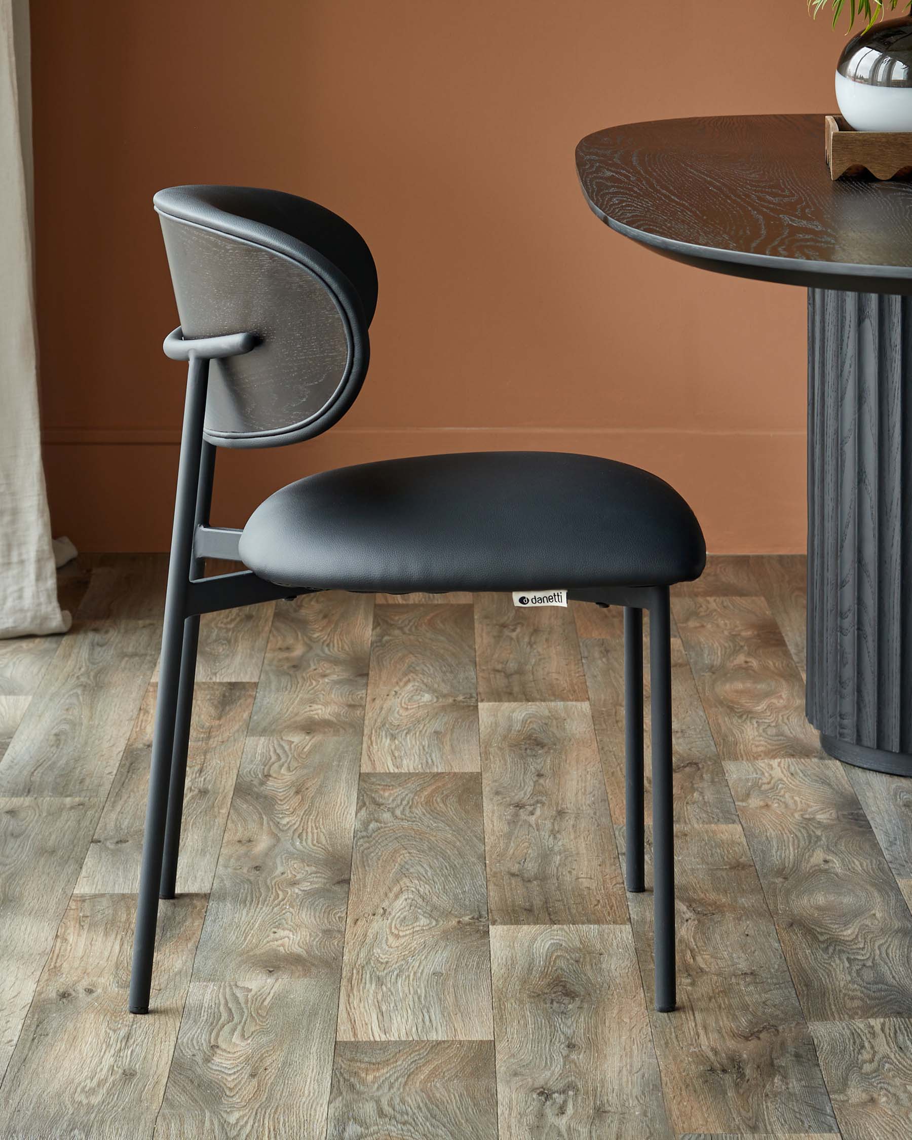 Cree black faux leather dining chair - Image 3