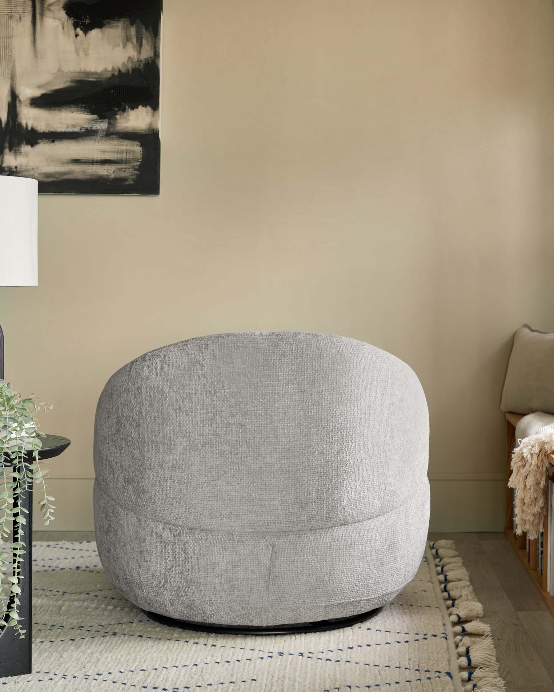 Daphne light grey weave swivel accent chair - Image 5