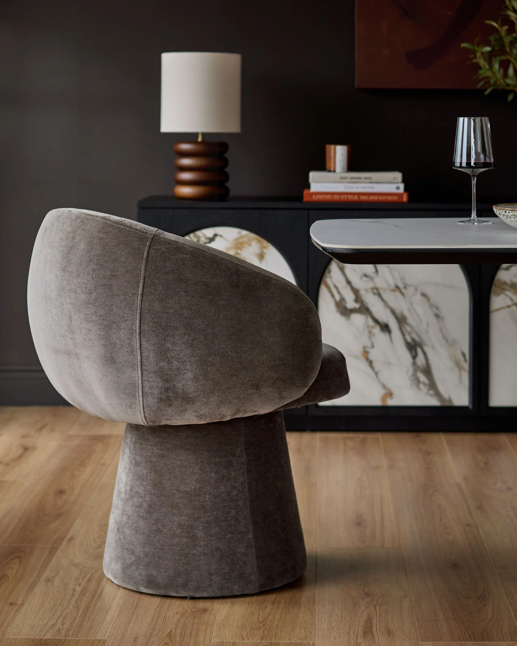 Darcy mocha chenille swivel chair - Image 3