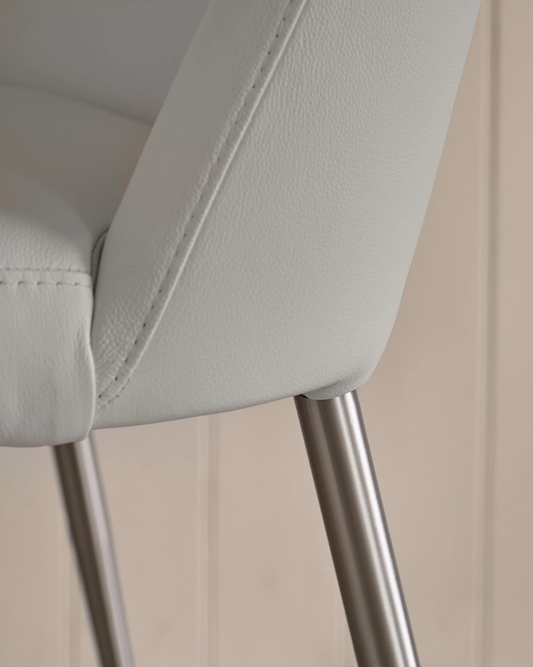Deco Light Grey Leather Dining Chair - Image 4
