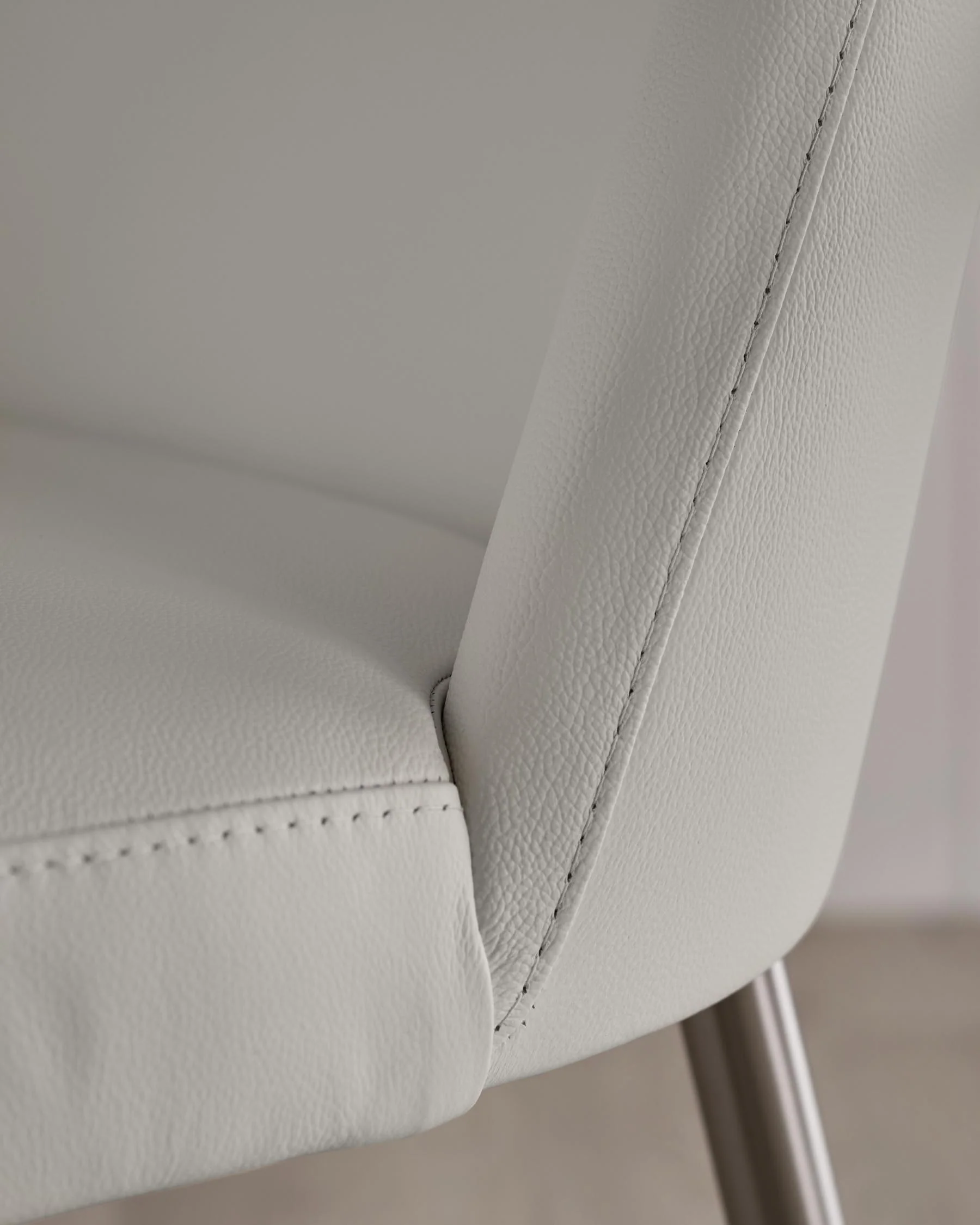 Deco Light Grey Leather Dining Chair - Image 6