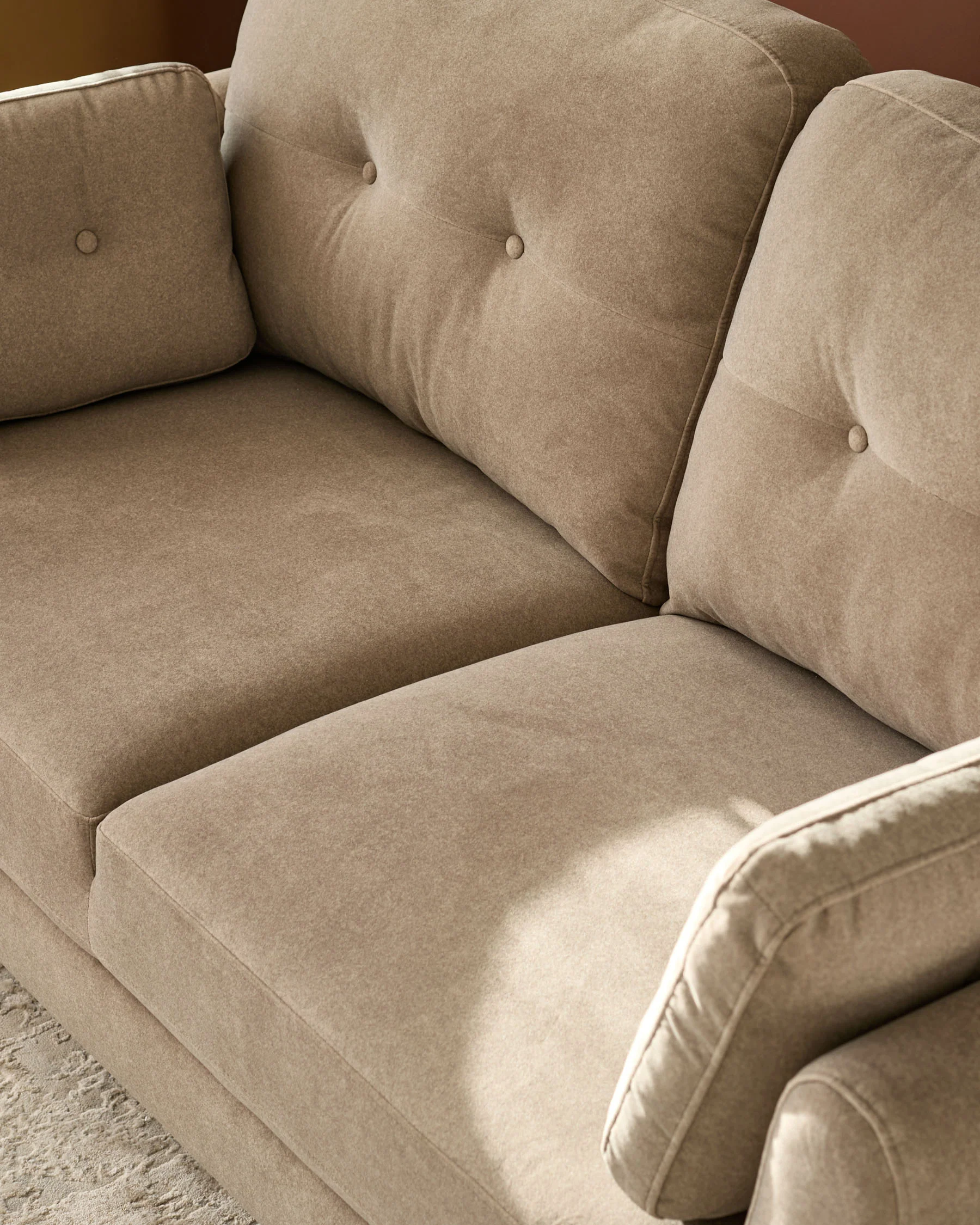 Delilah mocha plush fabric 3 seater sofa - Image 4