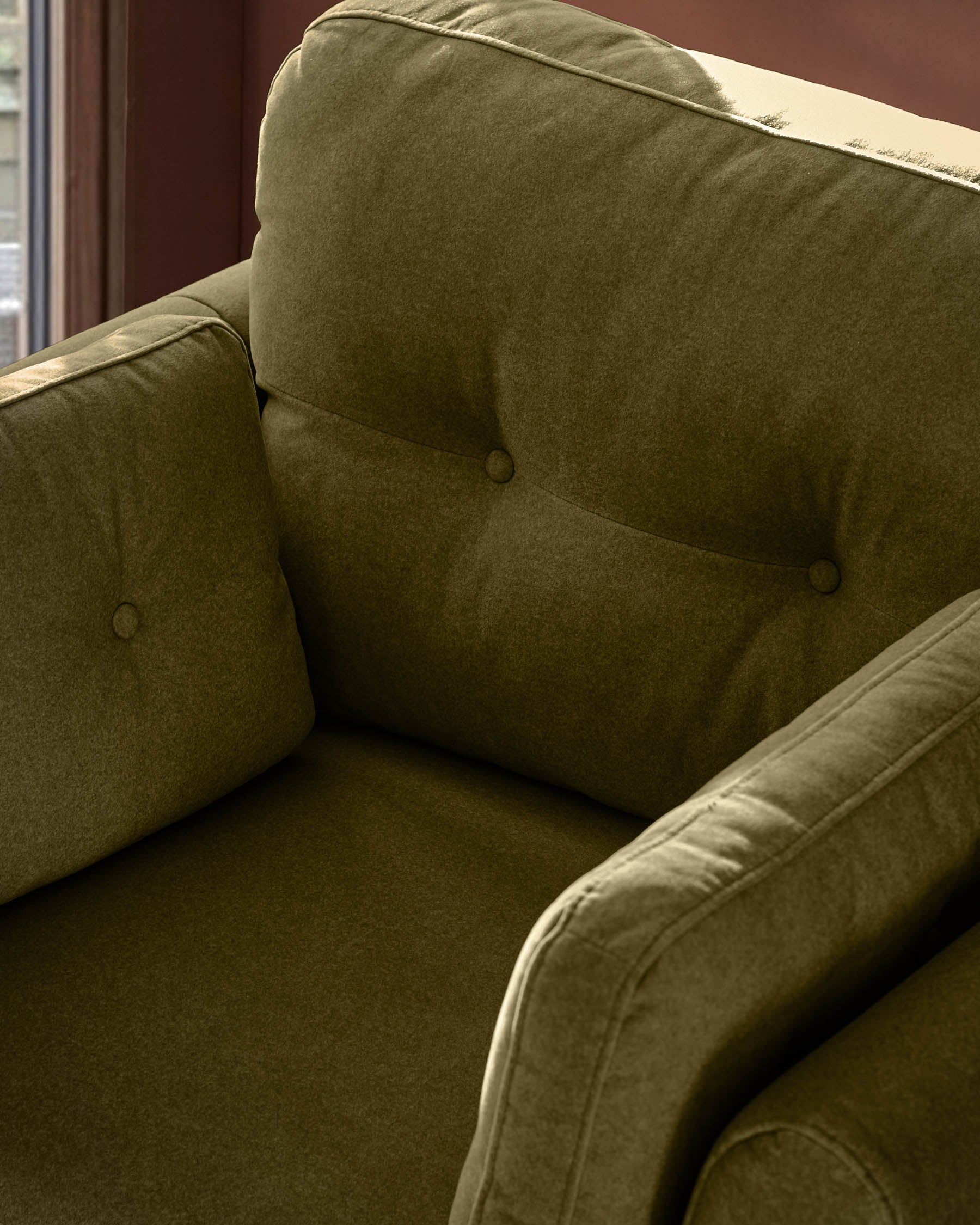 Delilah pistachio green fabric armchair - Image 5