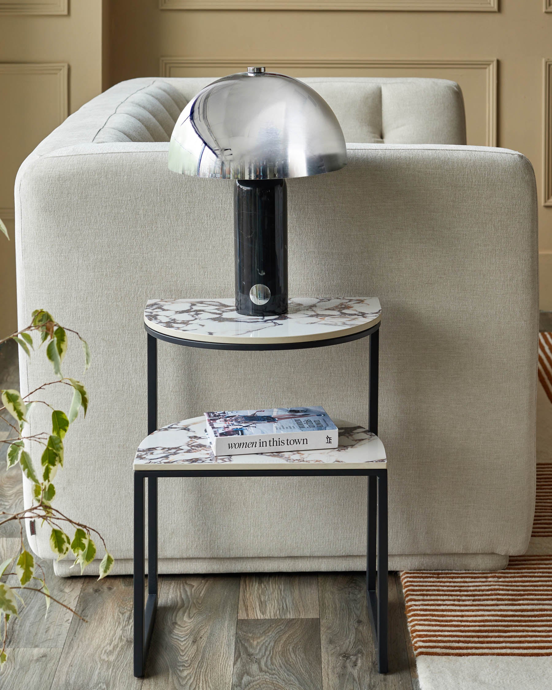 Demi white calacatta ceramic side table - Image 2