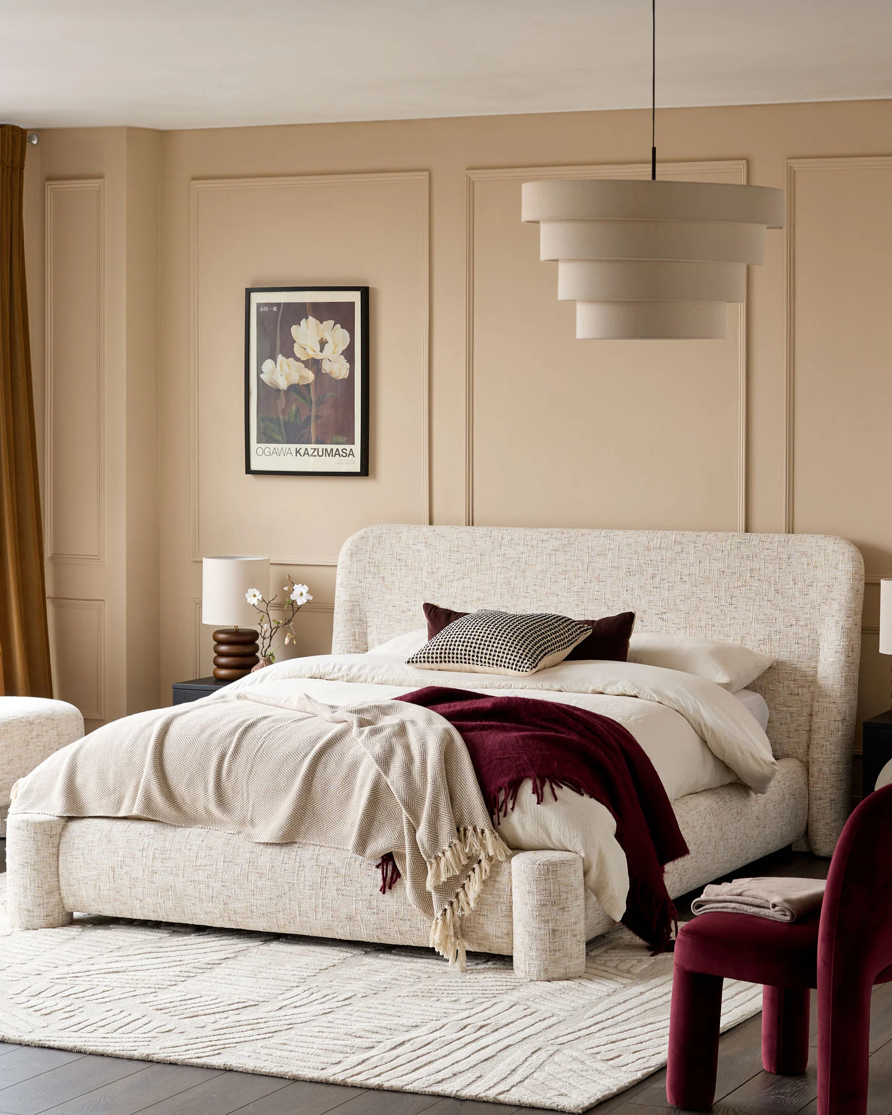 Deven natural fabric king size ottoman storage bed