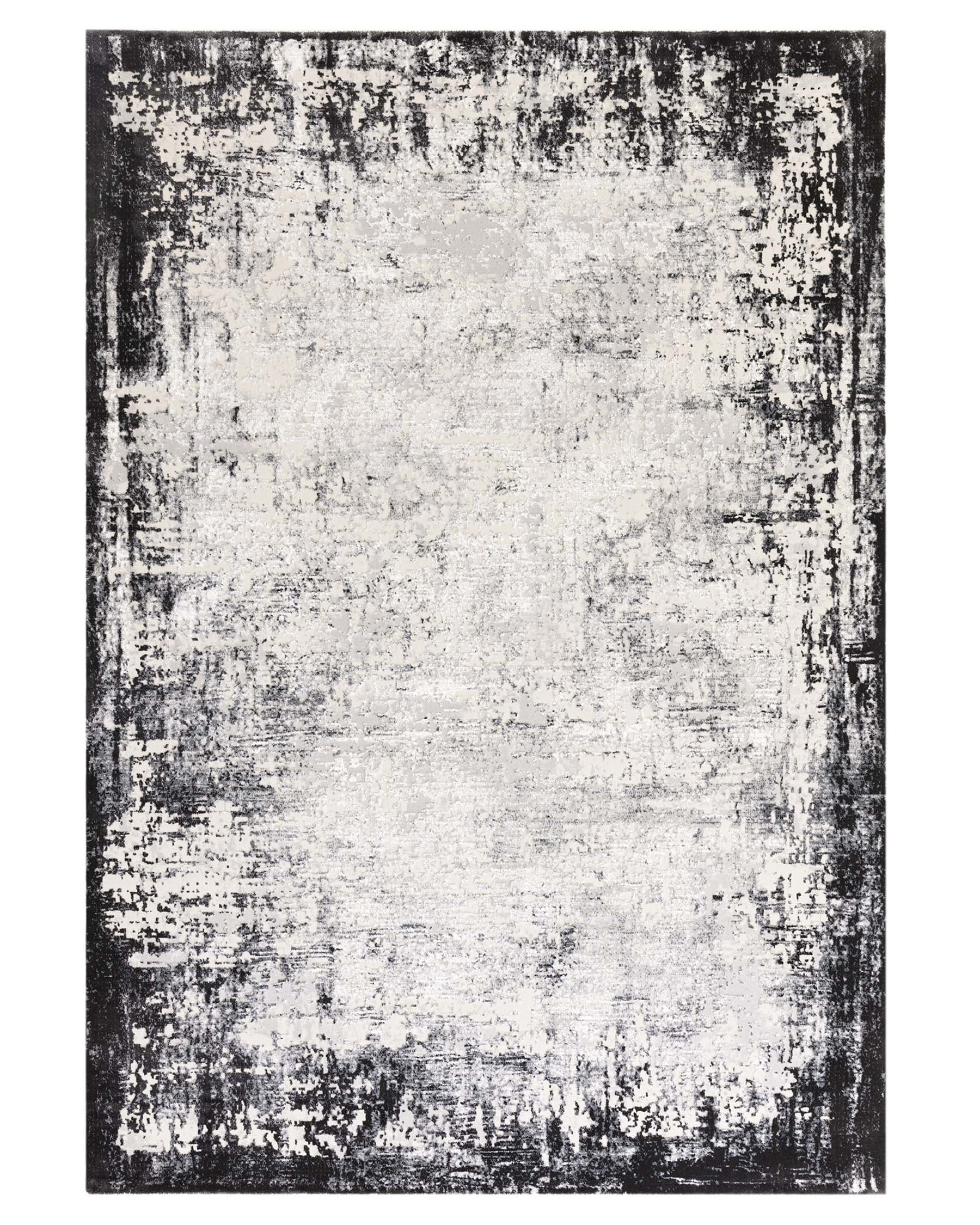 Distressed dark grey textured medium rug