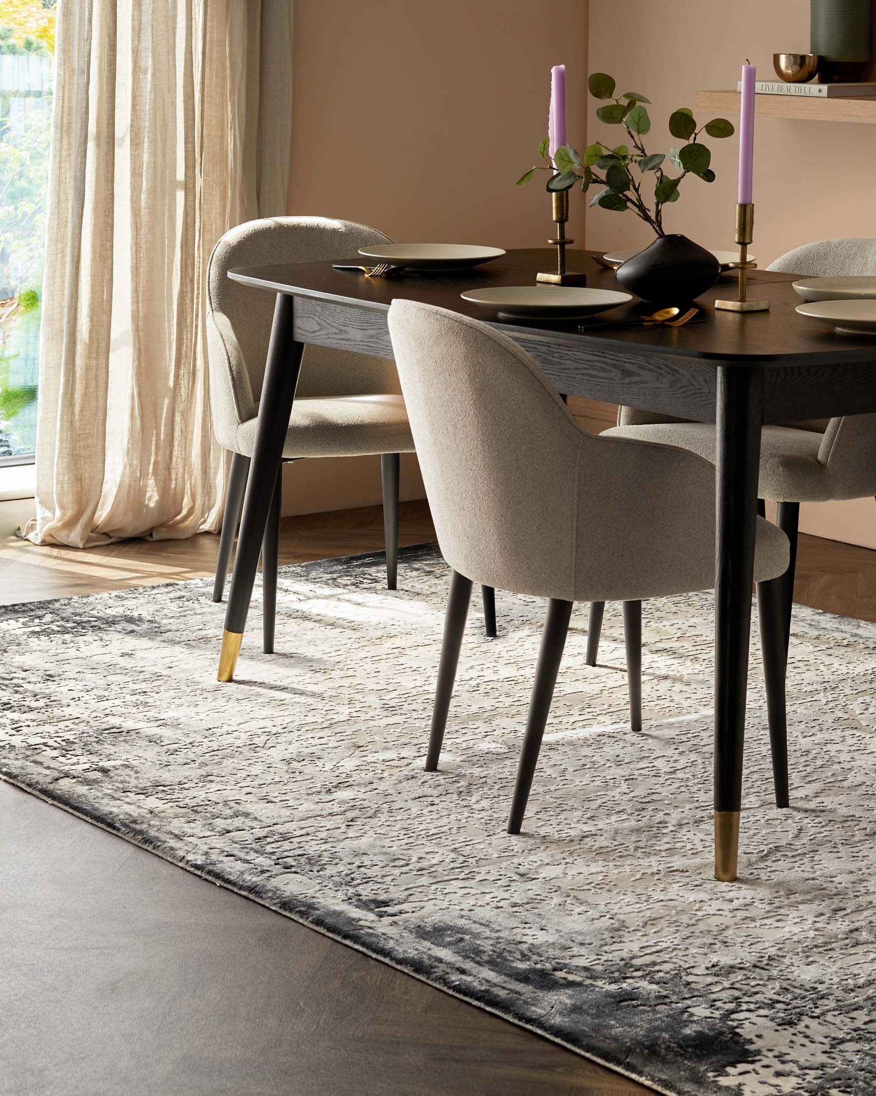 Distressed Border dark grey textured small rug - Image 2