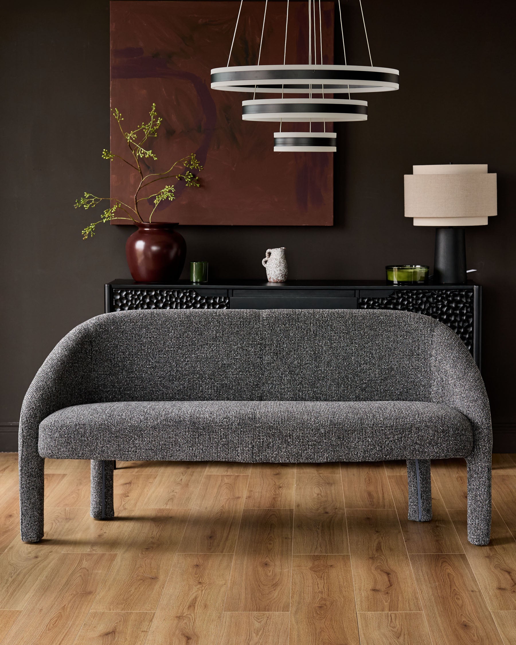 Easton dark grey fabric dining bench