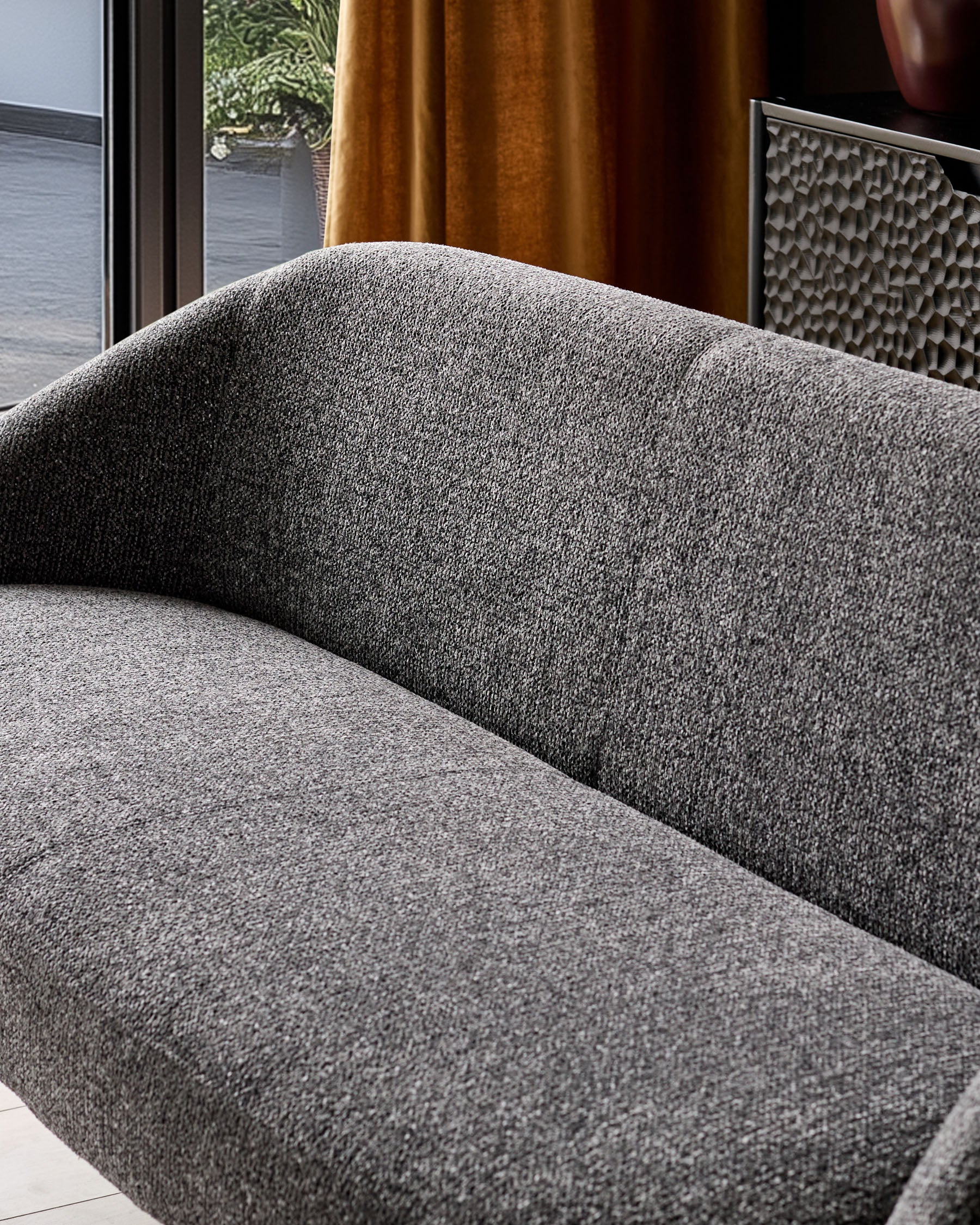 Easton dark grey fabric dining bench - Image 4