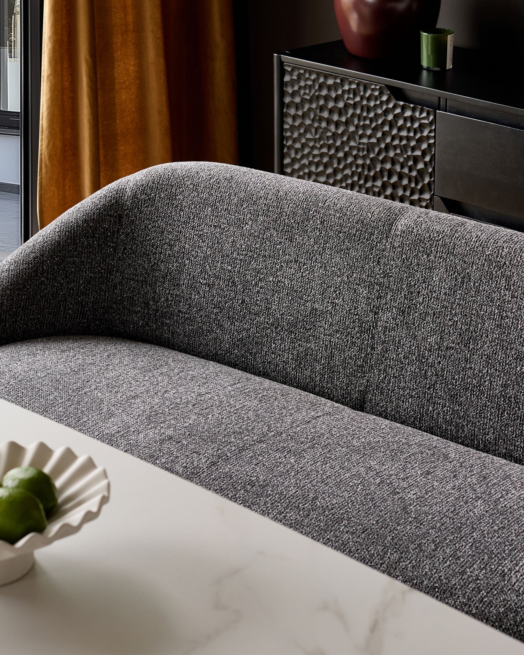 Easton dark grey fabric dining bench - Image 5