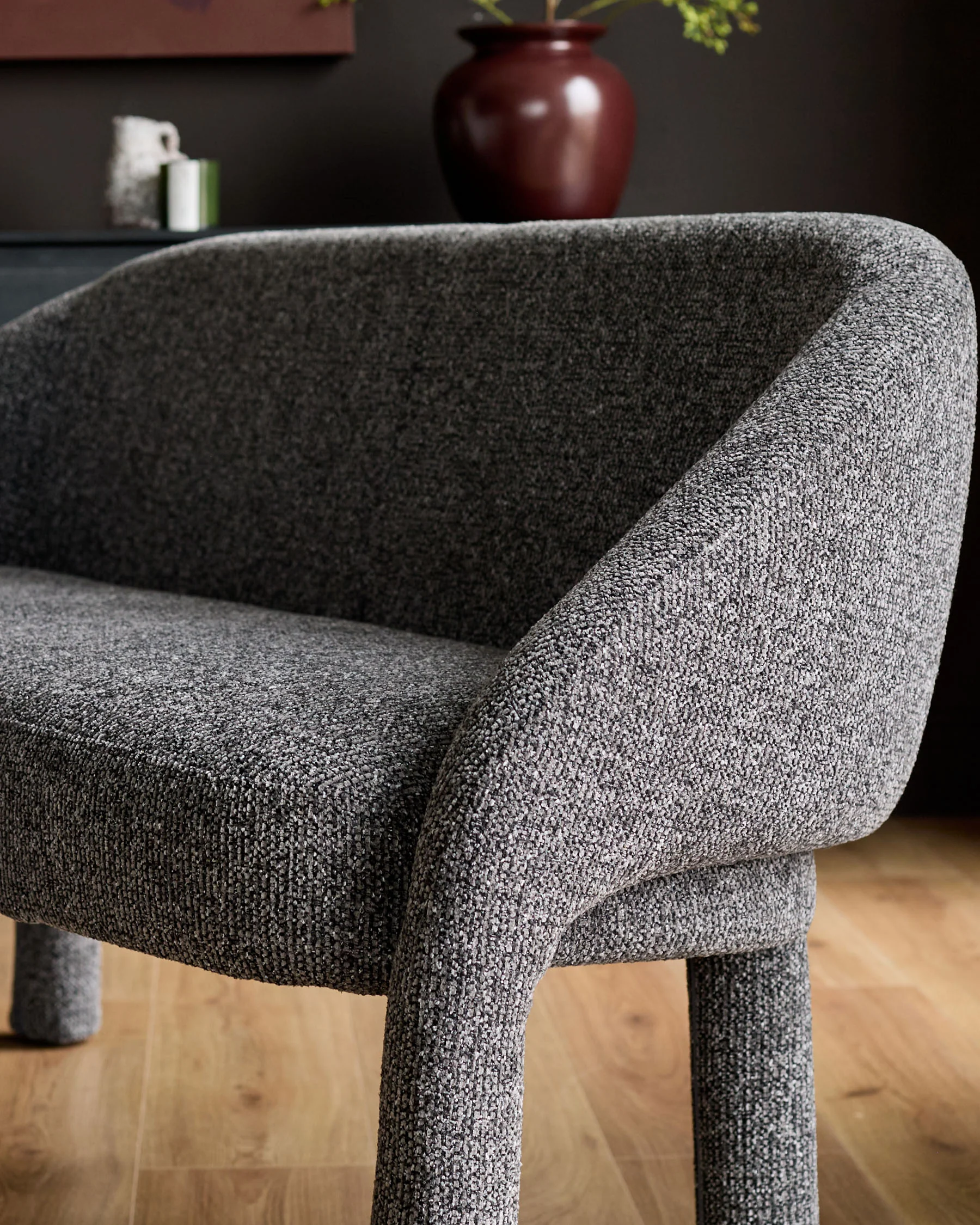 Easton dark grey fabric dining bench - Image 9