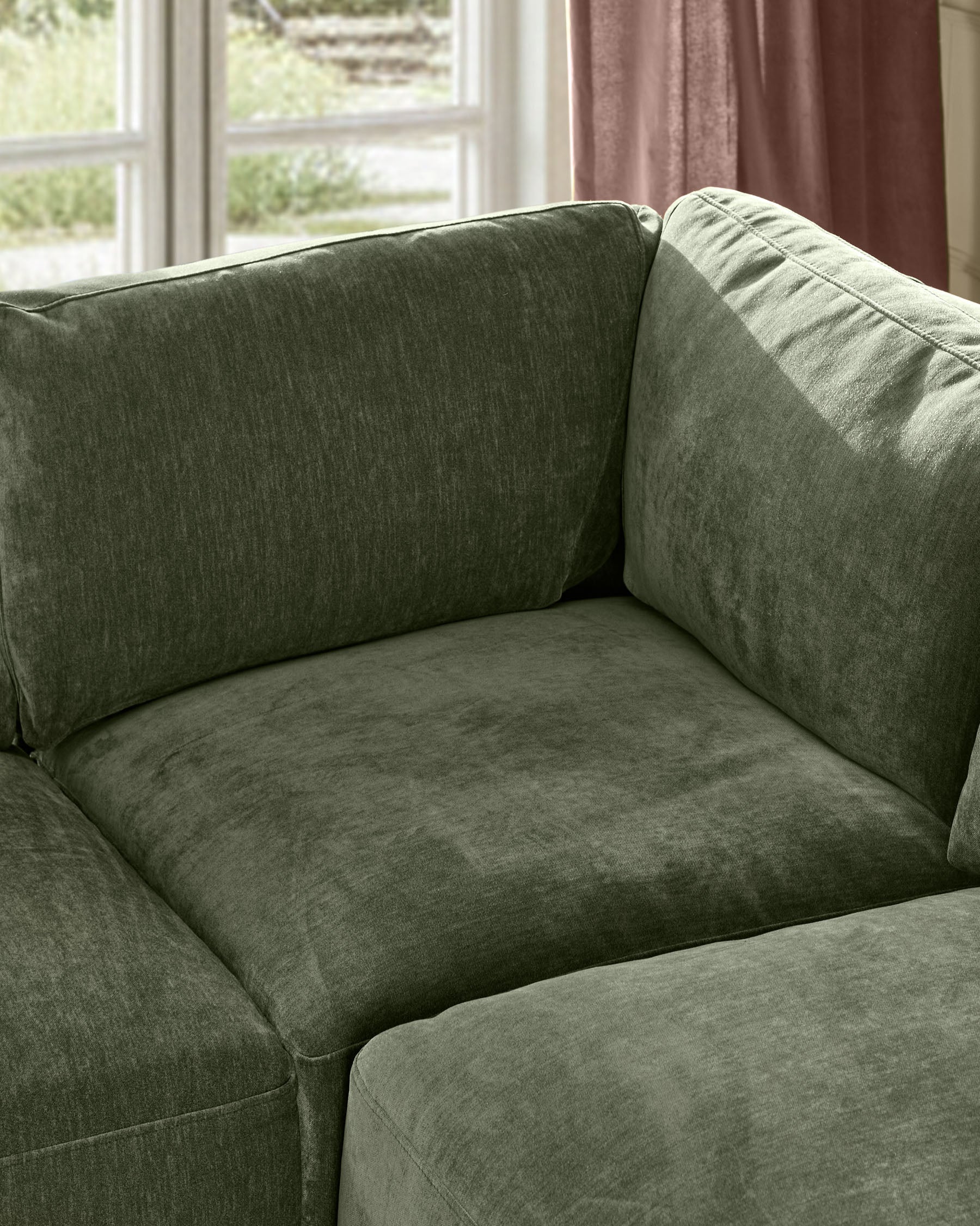 Eden dark green chenille sofa module - Image 2