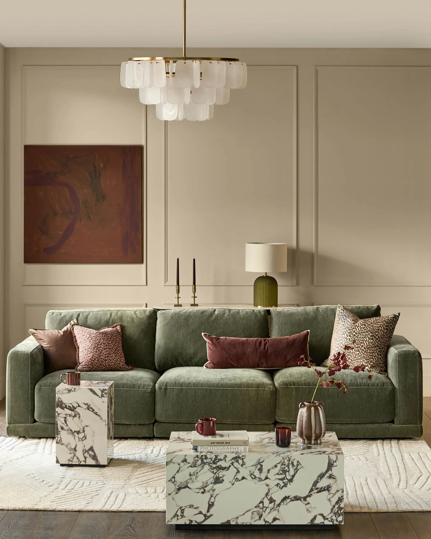 Eden dark green chenille 3 seater sofa - Image 2