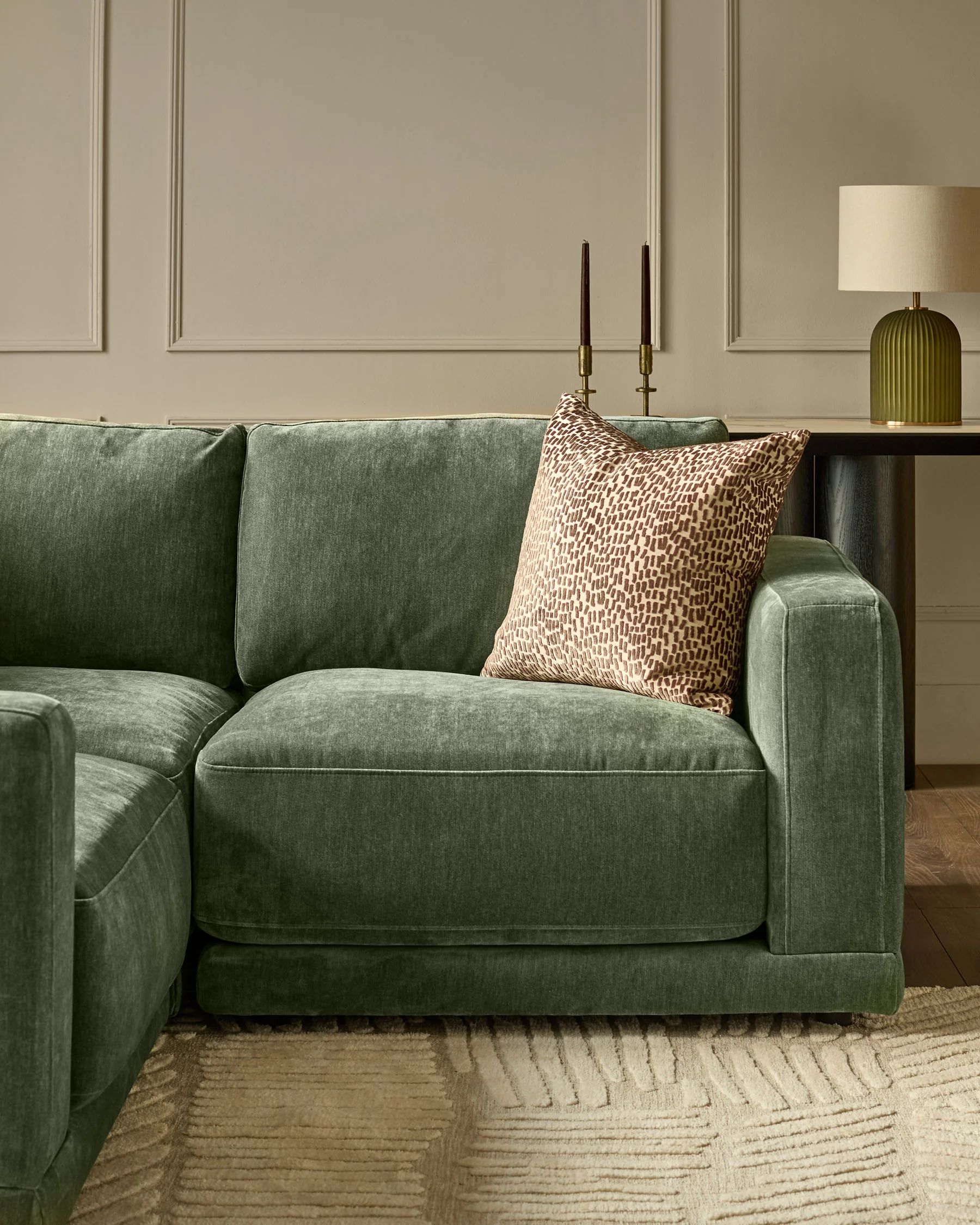 Eden dark green chenille sofa module - Image 9