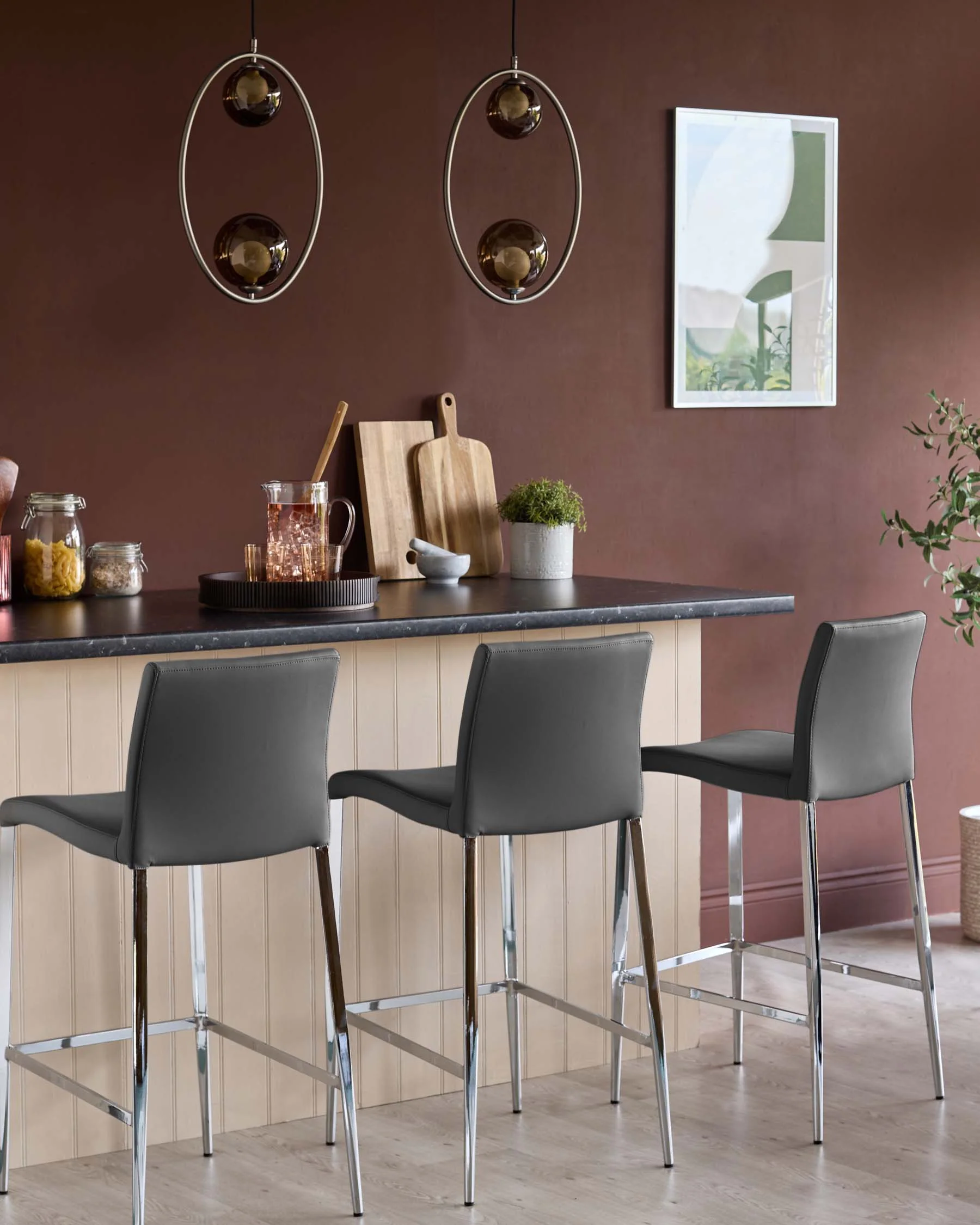 Elise Dark Grey Faux Leather Bar Stool - Image 4