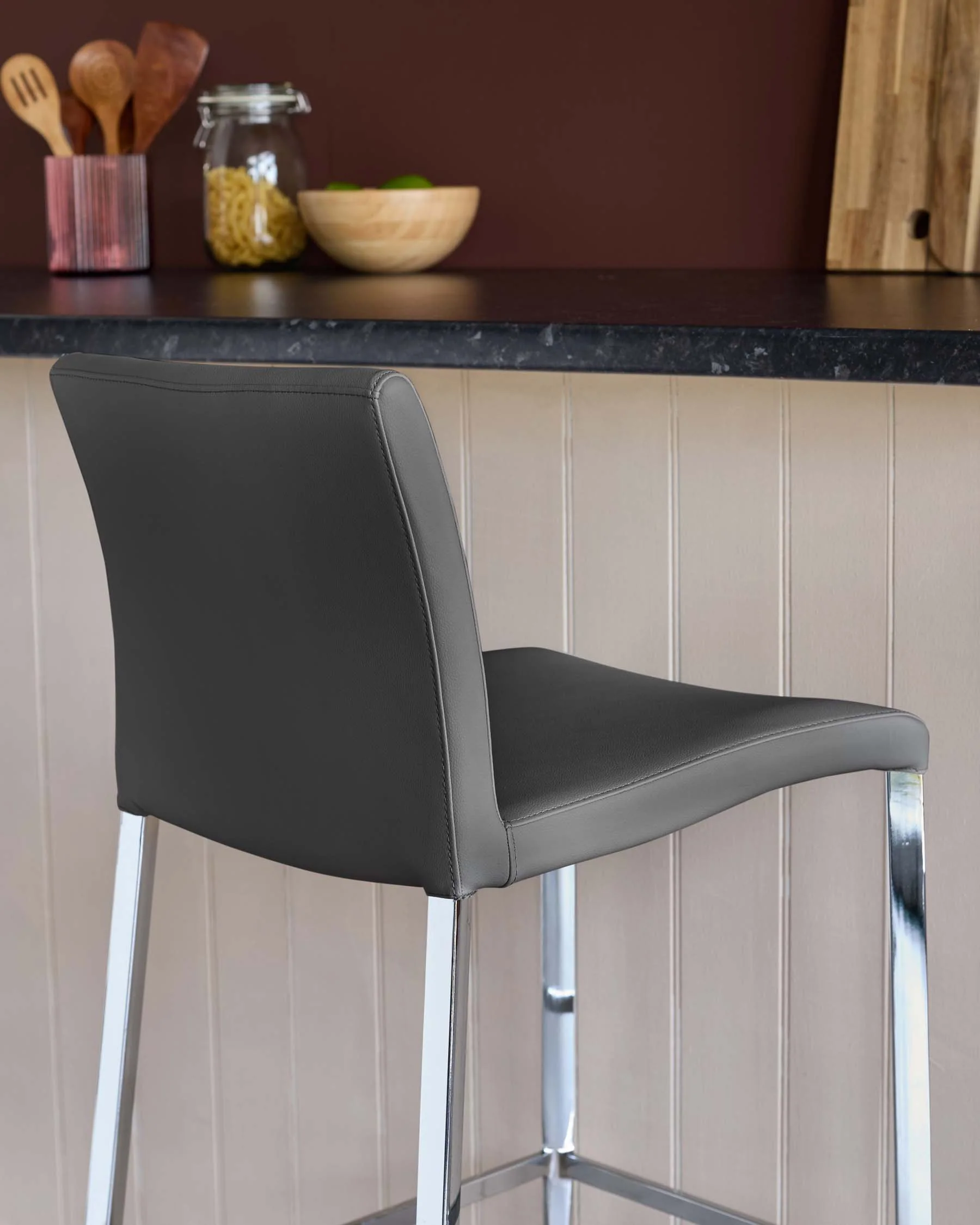 Elise Dark Grey Faux Leather Bar Stool - Image 7