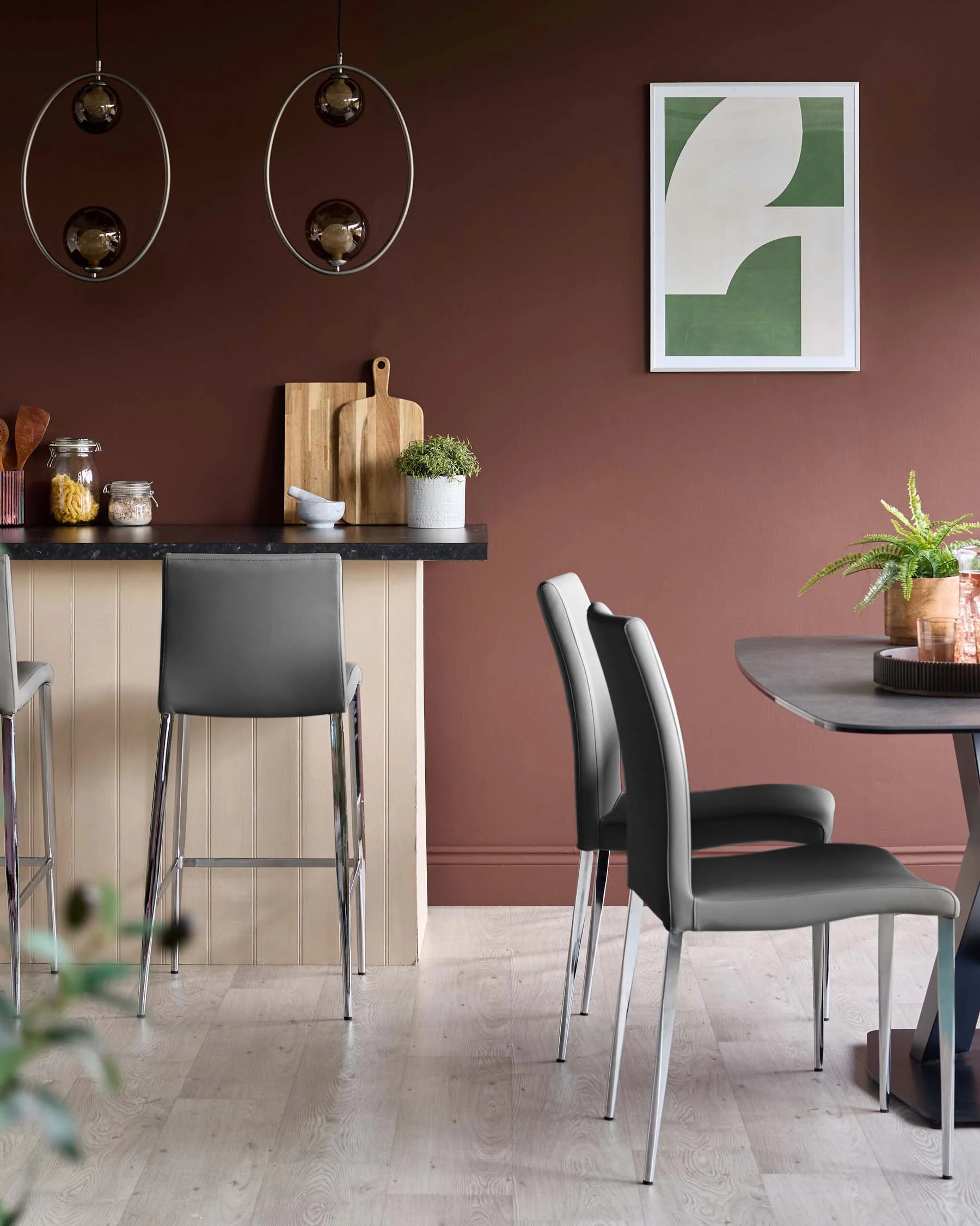 Elise Dark Grey Faux And Chrome Leather Dining Chair - Image 4
