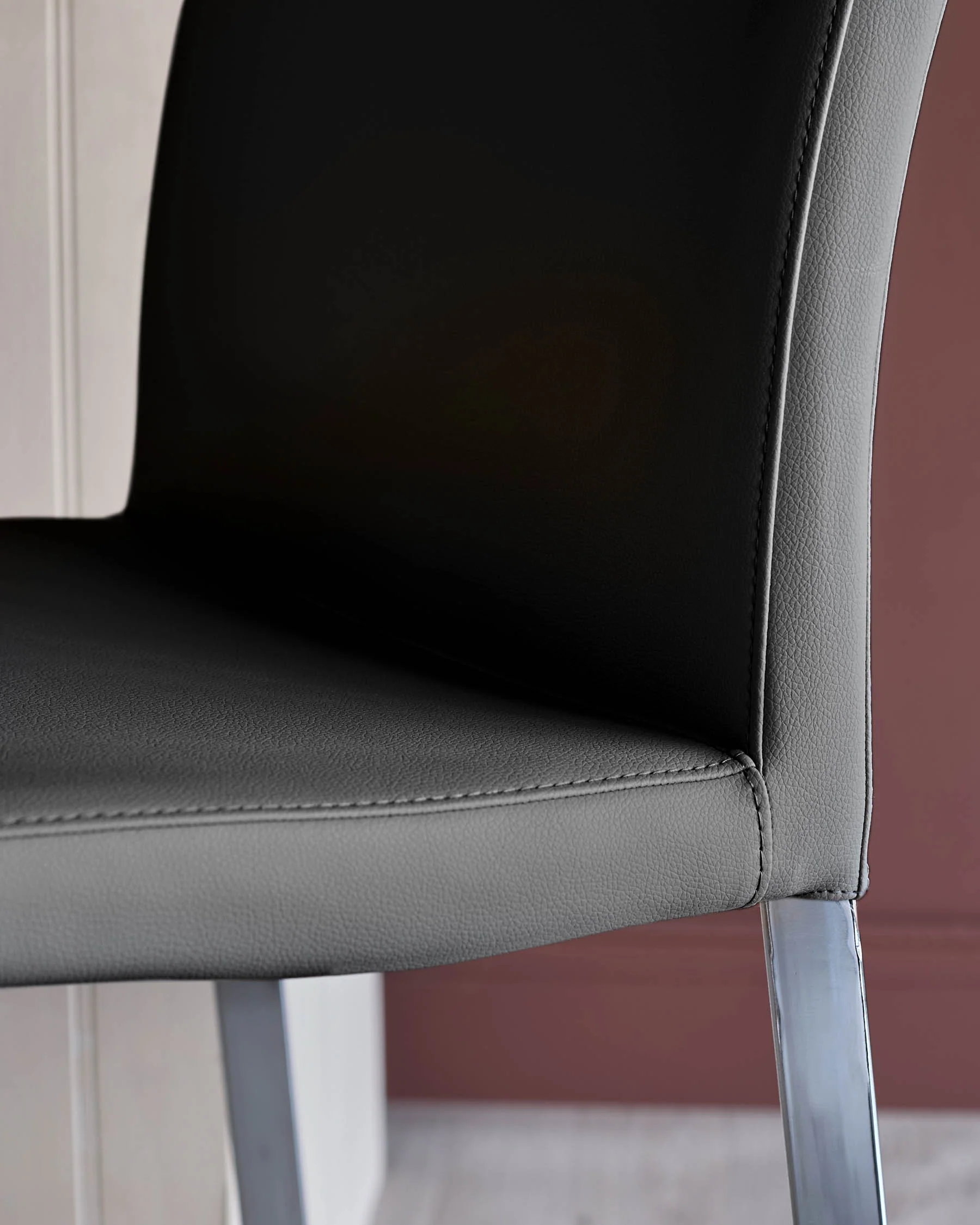 Elise Dark Grey Faux And Chrome Leather Dining Chair - Image 5
