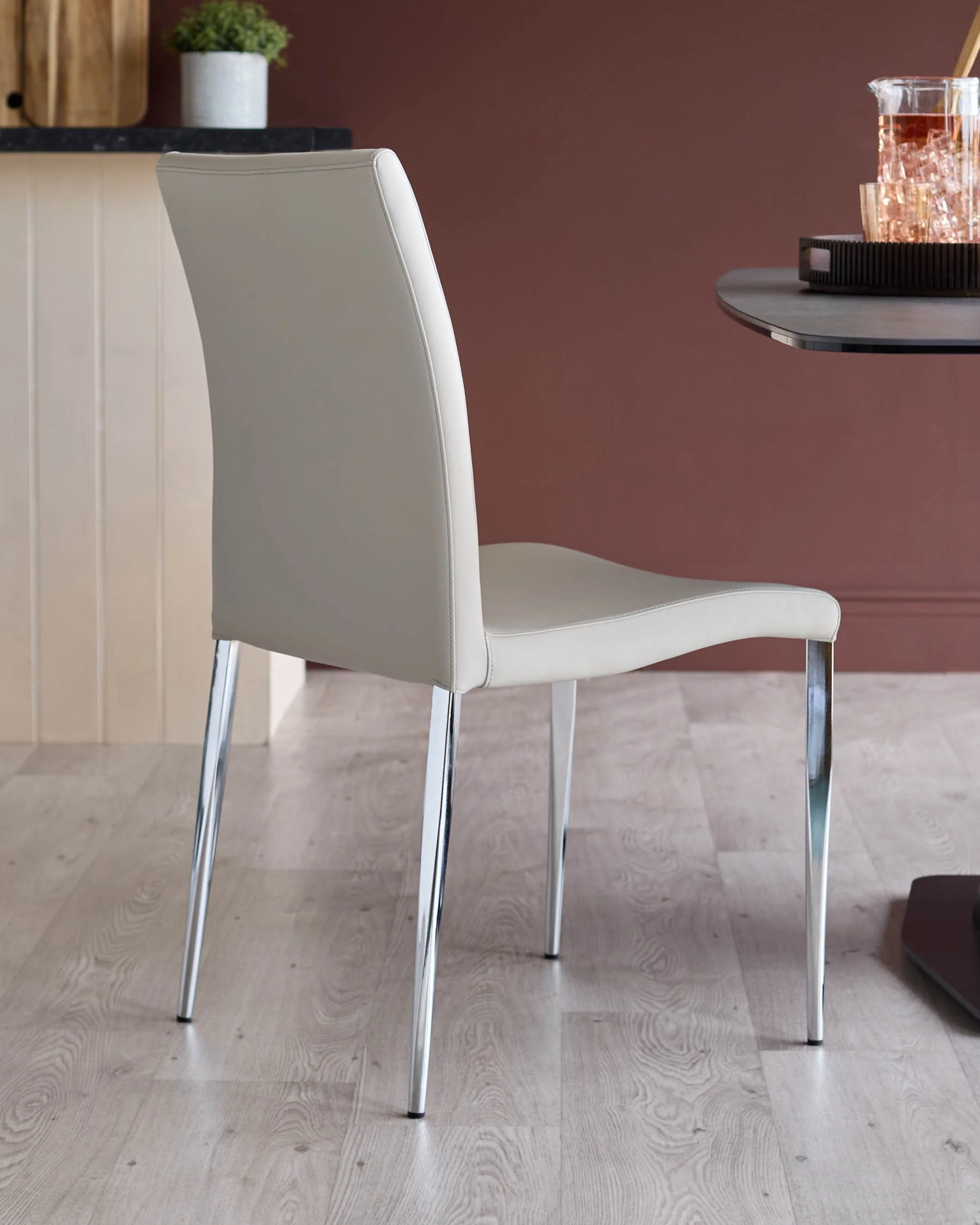 Elise Light Grey Faux Leather And Chrome Dining Chair - Image 3