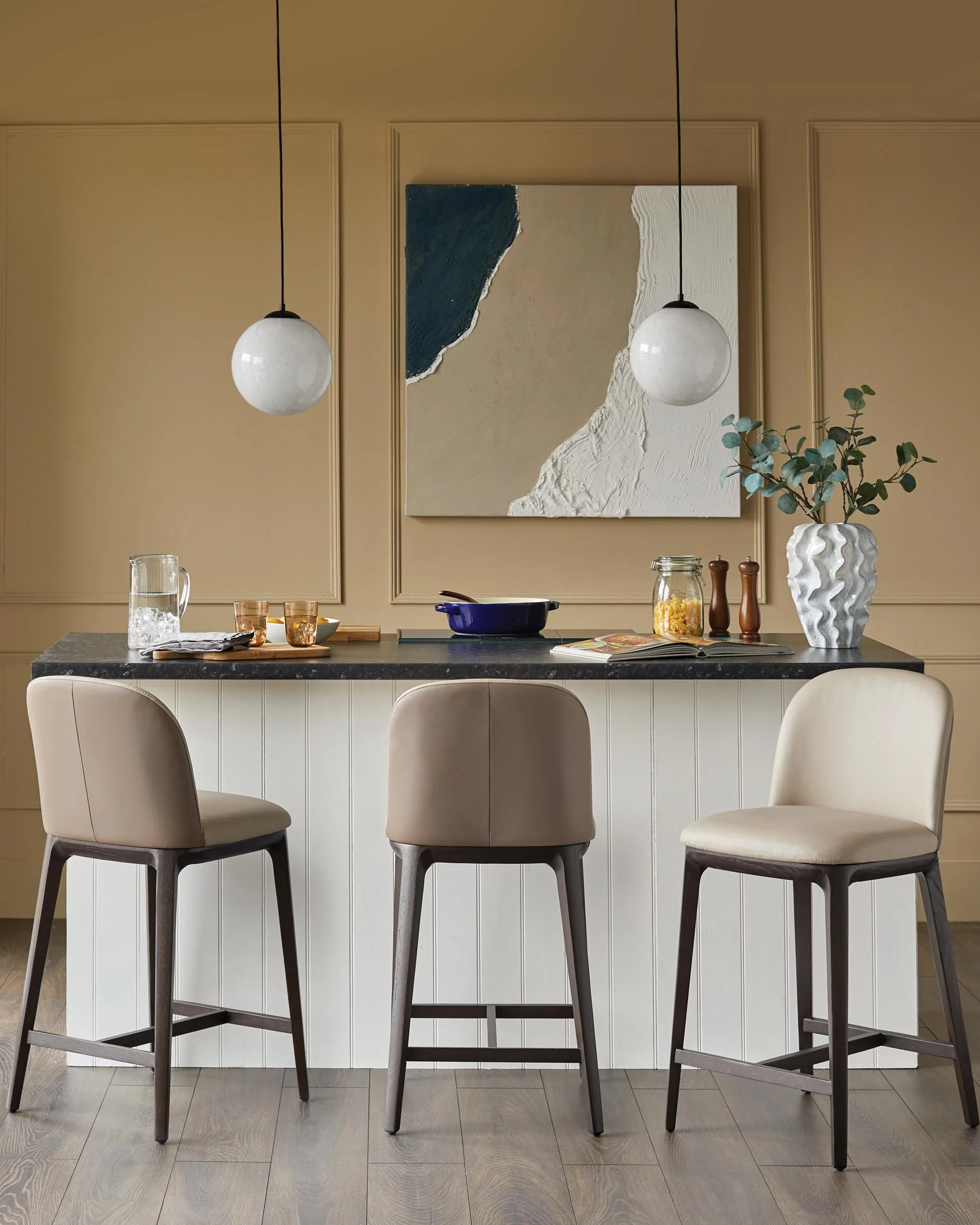 Emerson natural and mocha leather bar stool - Image 3