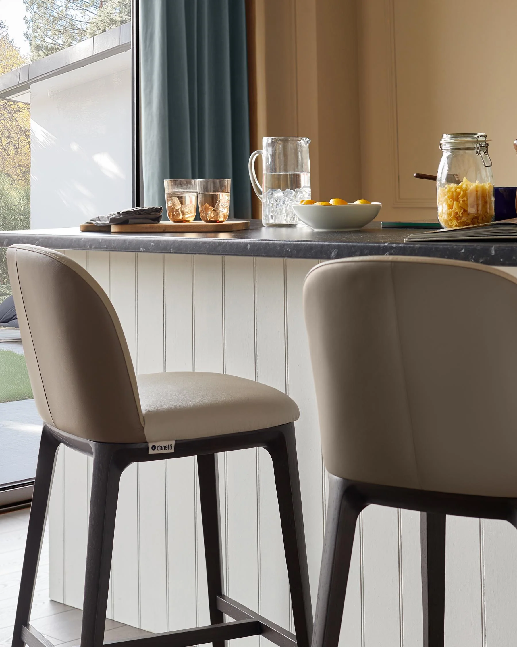 Emerson natural and mocha leather bar stool - Image 6