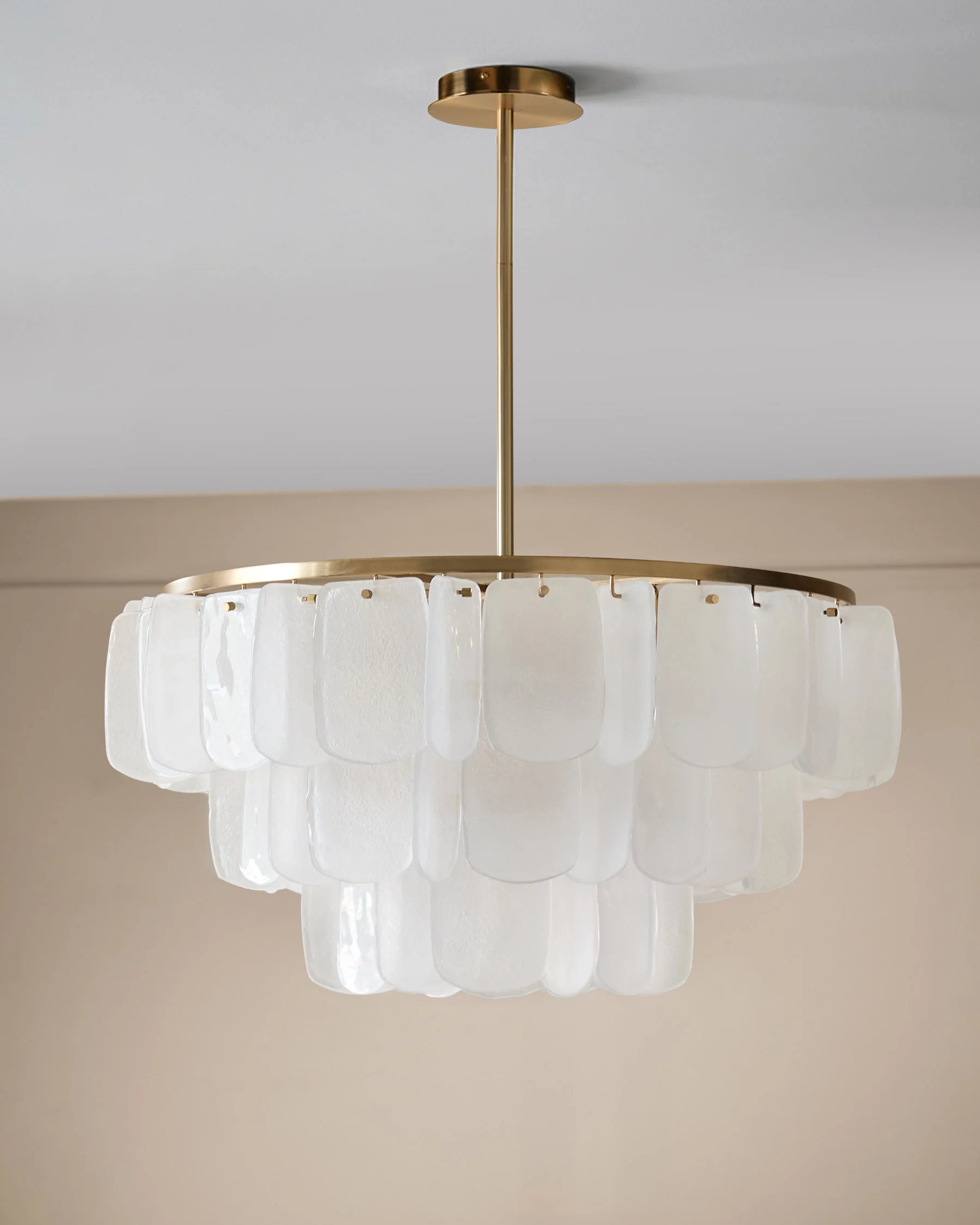 Estelle white glass brushed bronze chandelier light