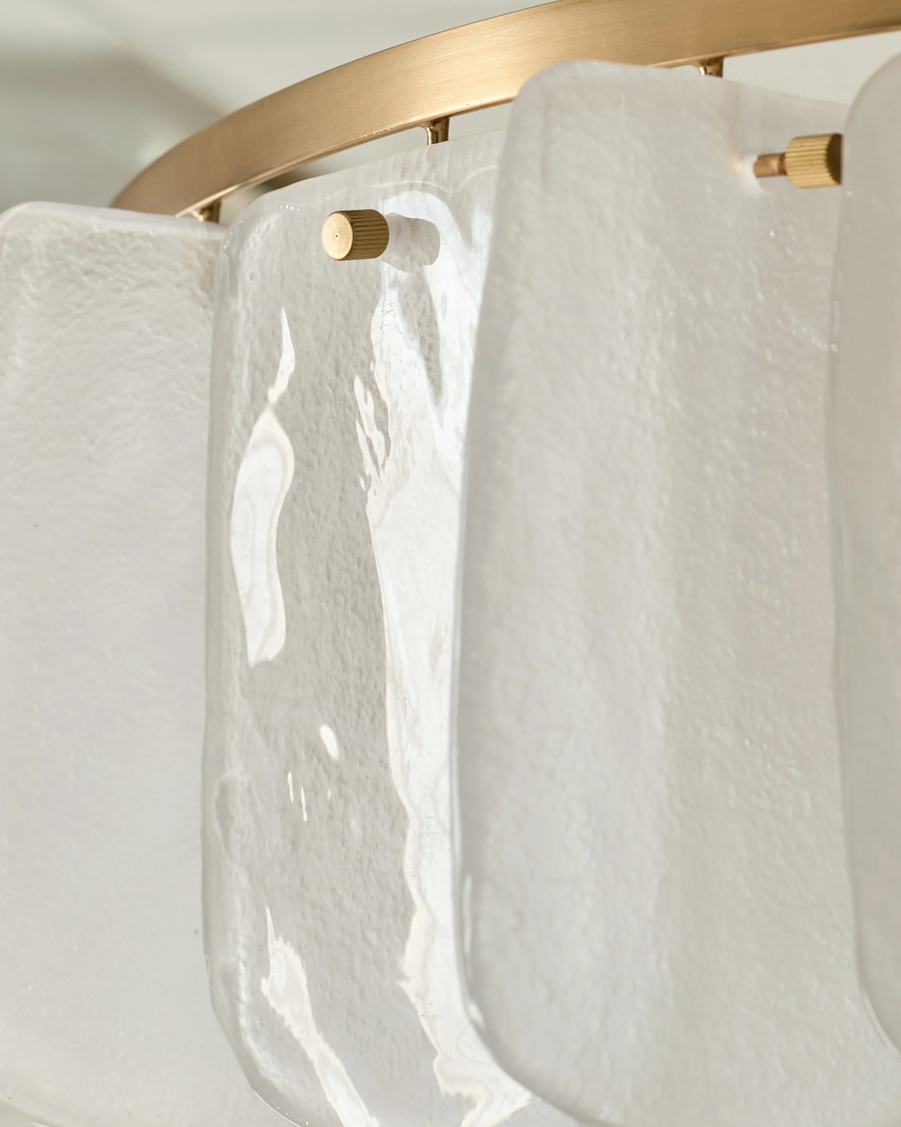 Estelle white glass brushed bronze chandelier light - Image 10