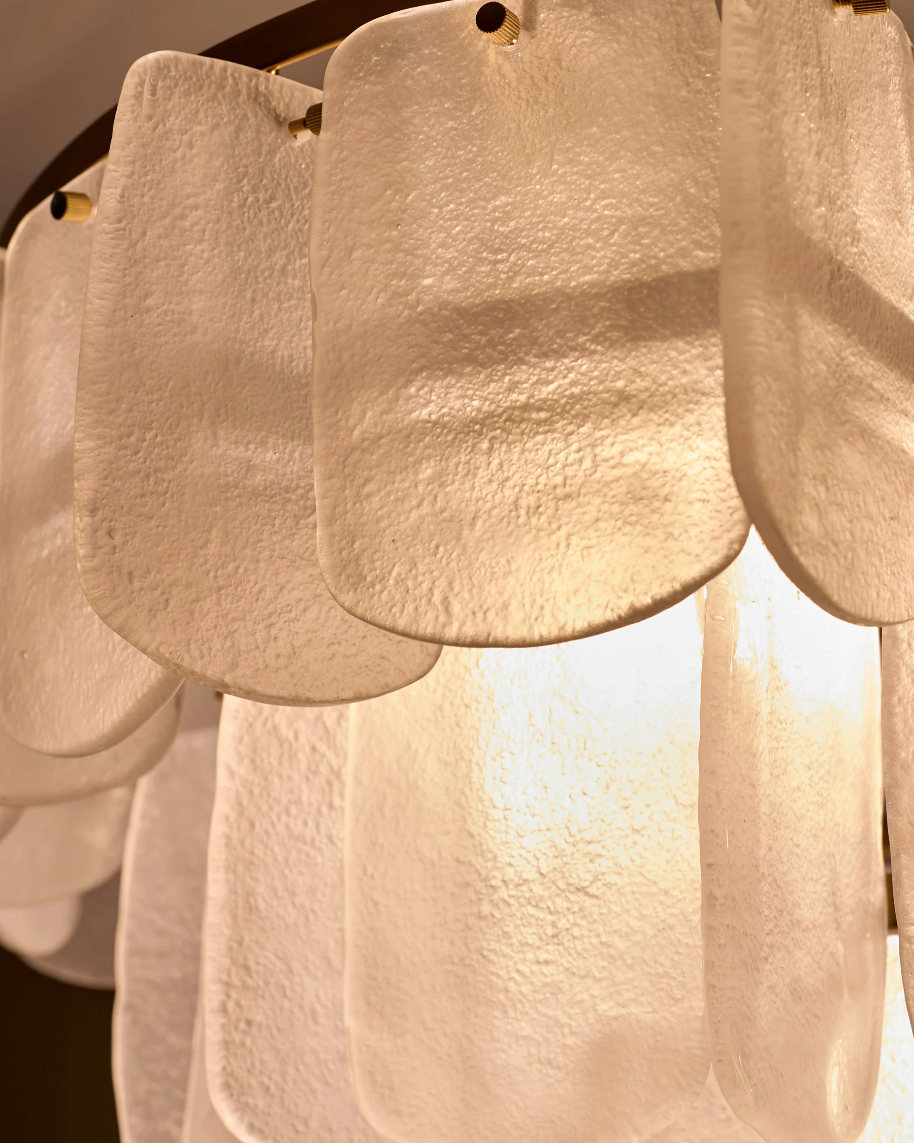 Estelle white glass brushed bronze chandelier light - Image 11