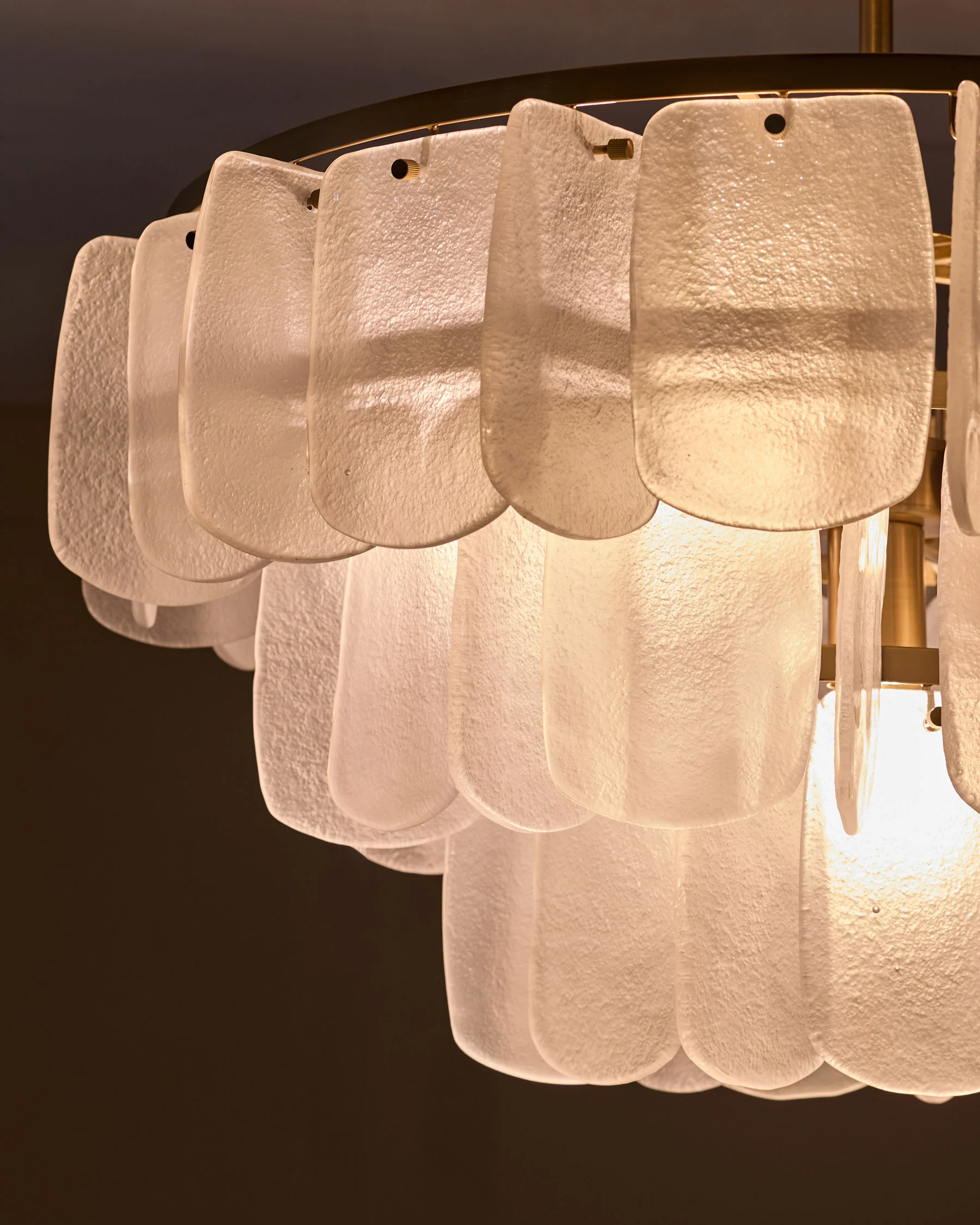 Estelle white glass brushed bronze chandelier light - Image 13