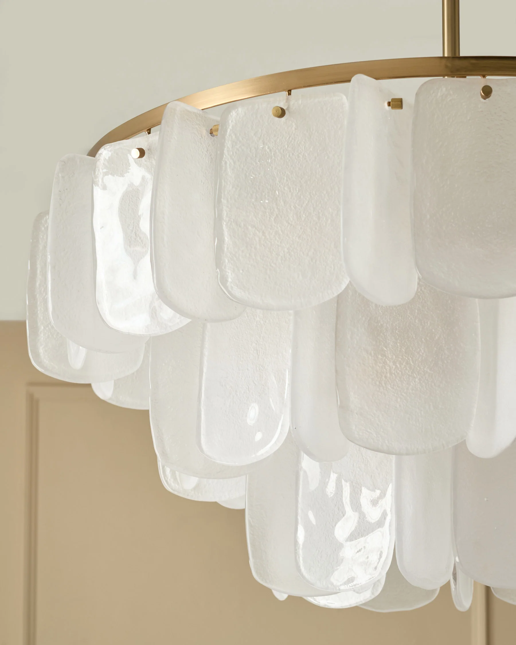Estelle white glass brushed bronze chandelier light - Image 5
