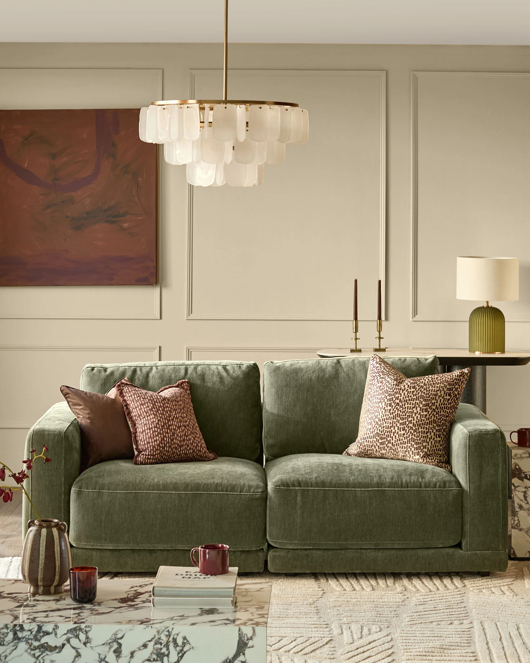 Eden dark green chenille 2 seater sofa - Image 2