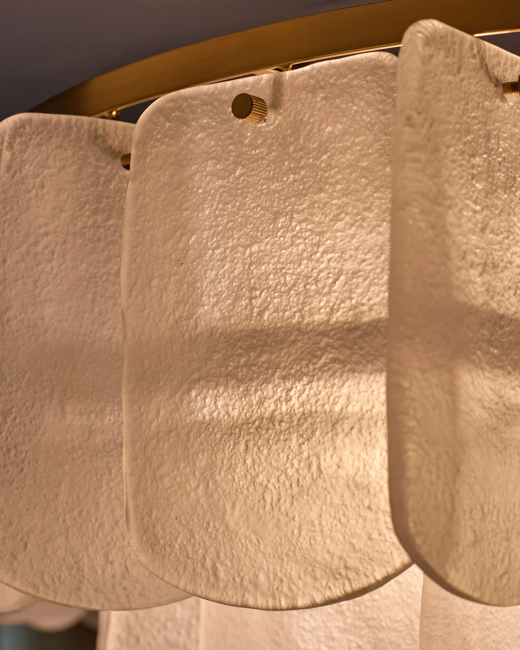 Estelle white glass brushed bronze chandelier light - Image 9