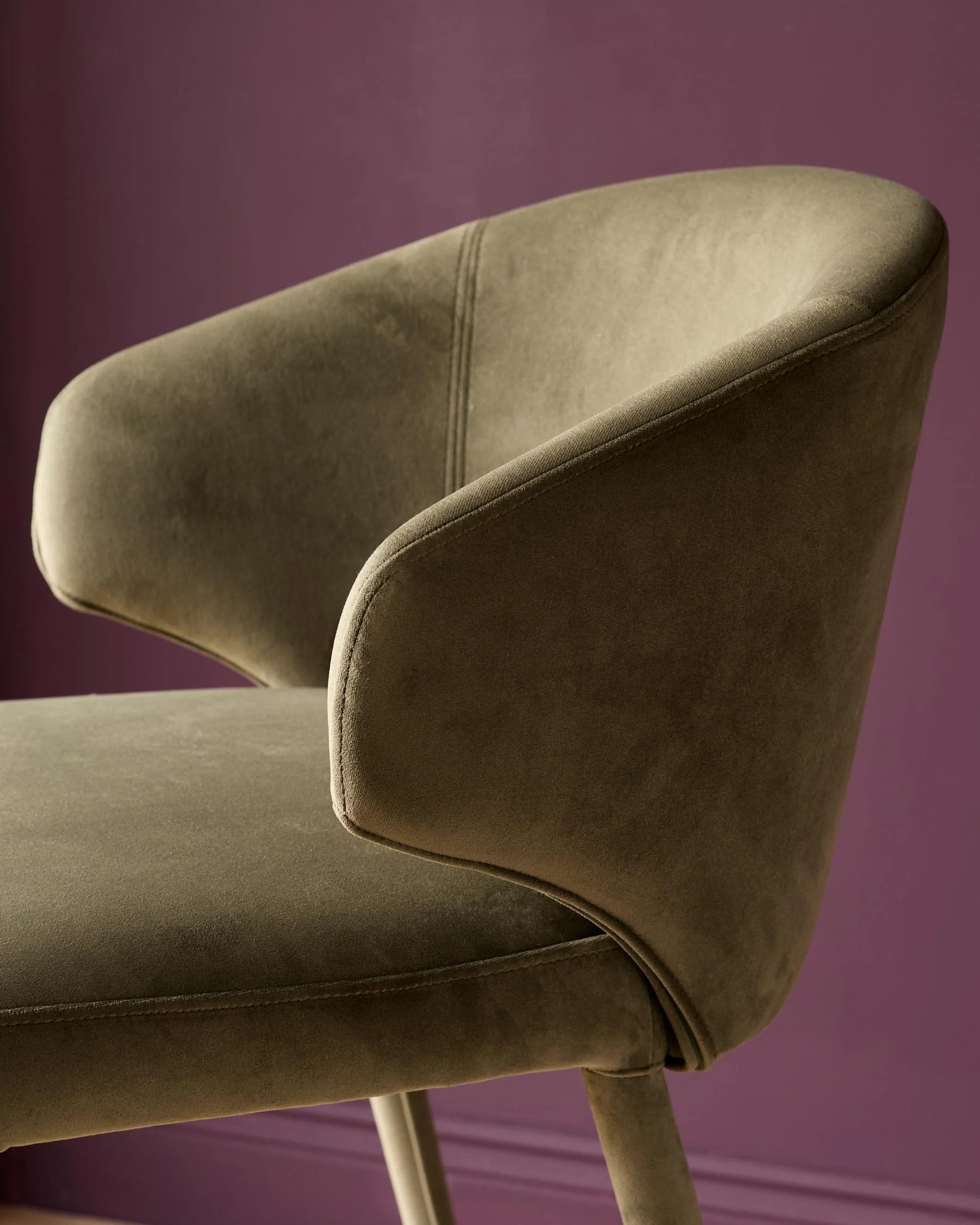 Ethan olive green velvet brushed bronze bar stool - Image 5