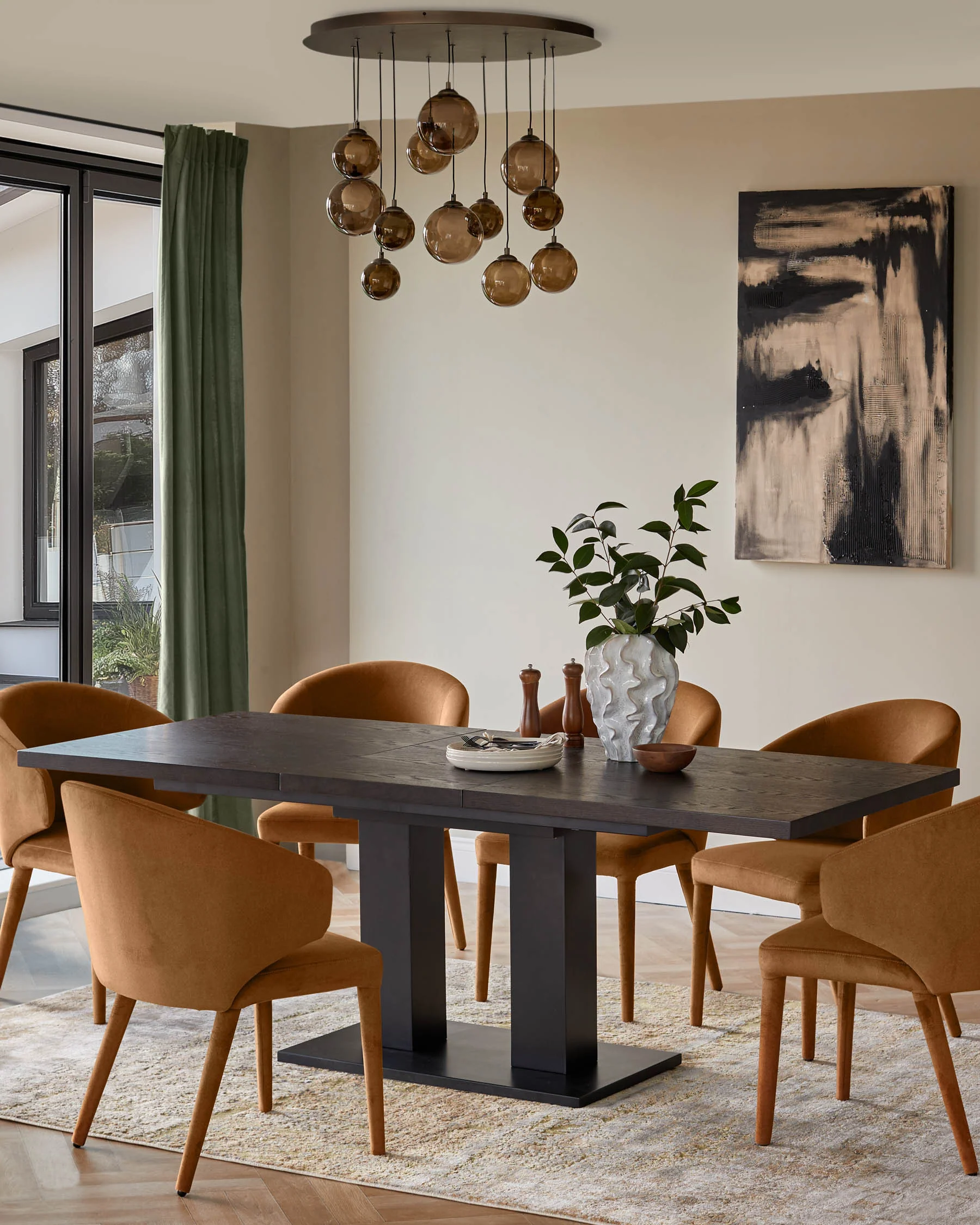 Ethan caramel plush fabric dining chair - Image 2