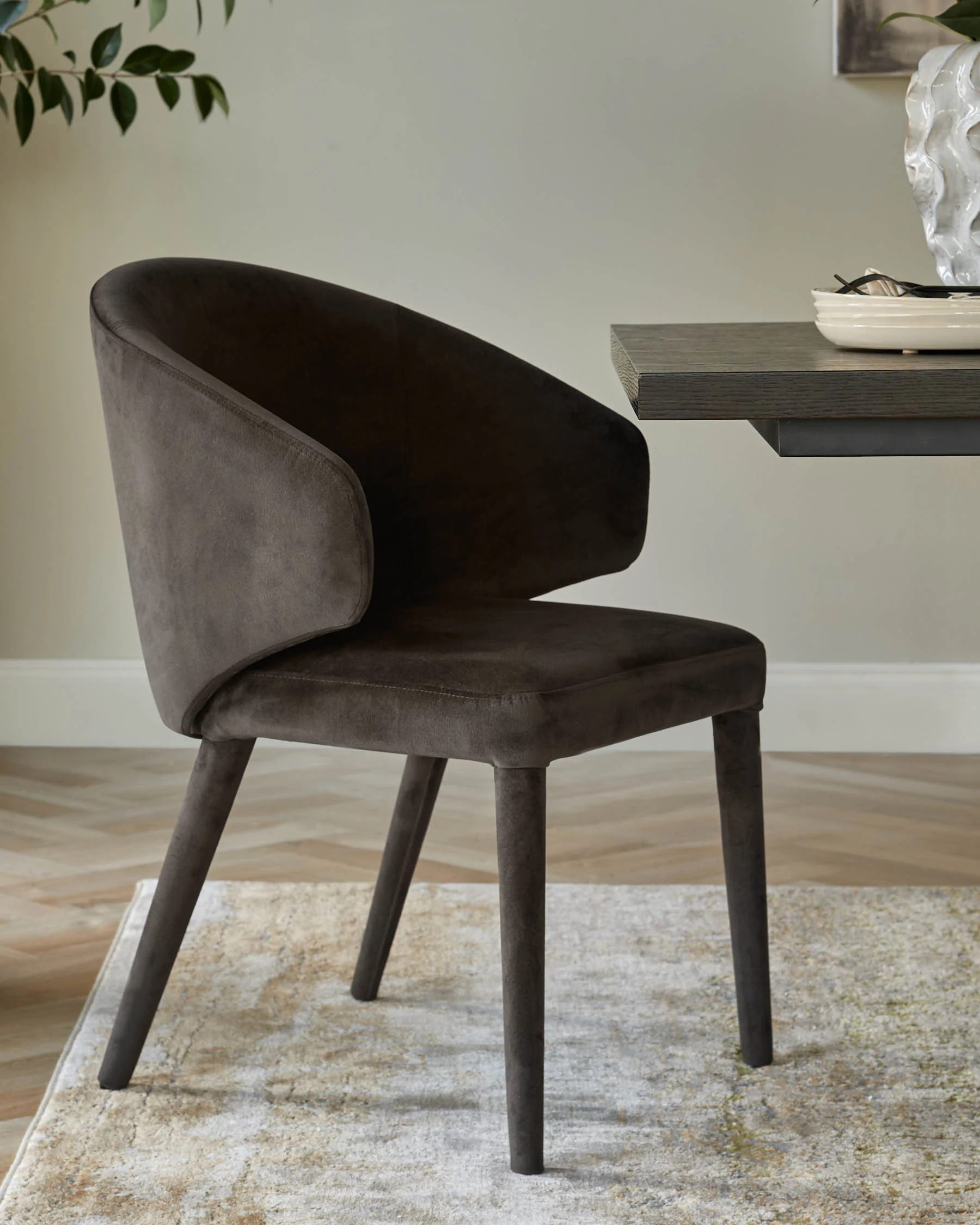 Ethan dark chocolate velvet dining chair
