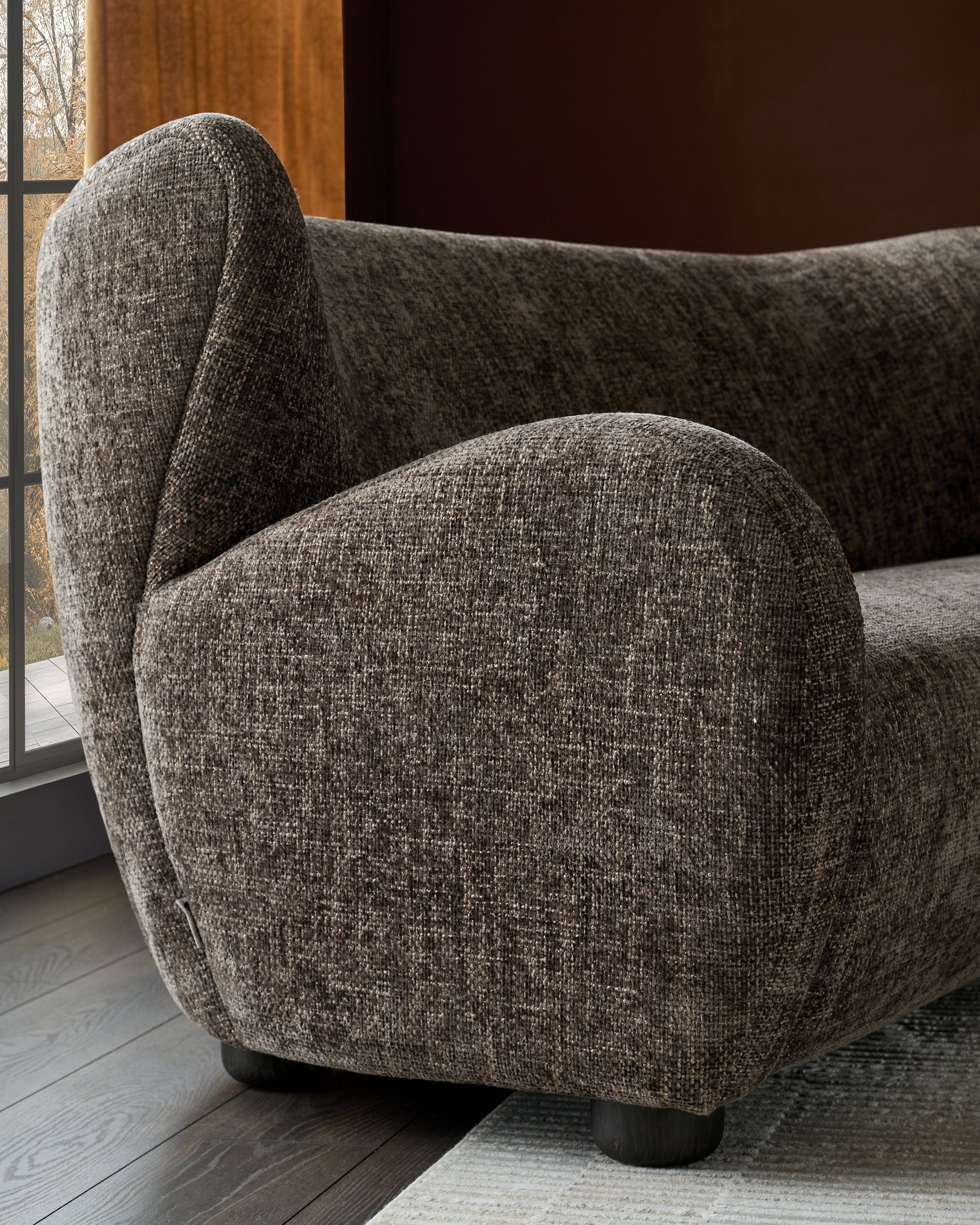Evelyn mocha fabric 2 seater sofa - Image 11