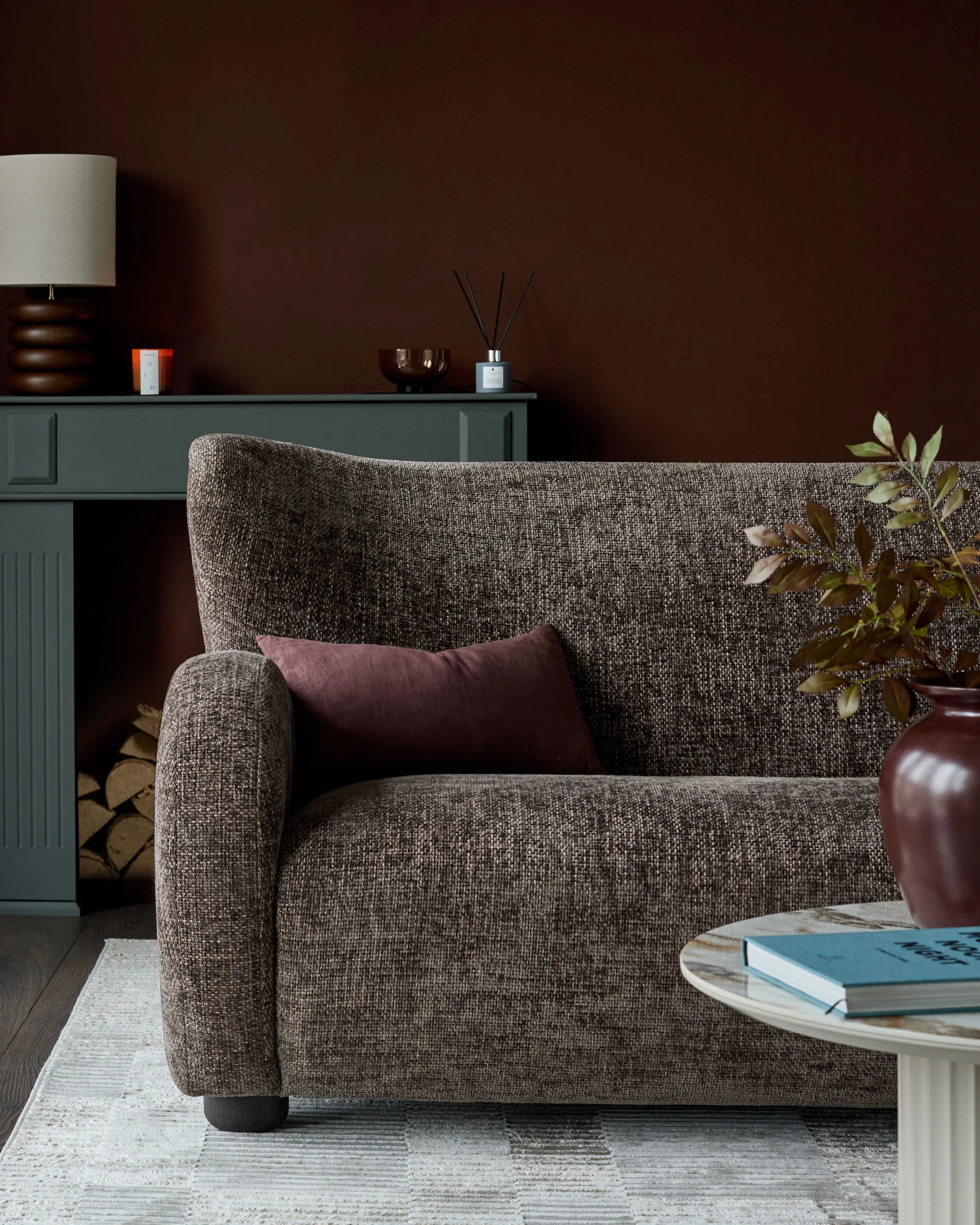 Evelyn mocha fabric 3 seater sofa - Image 4