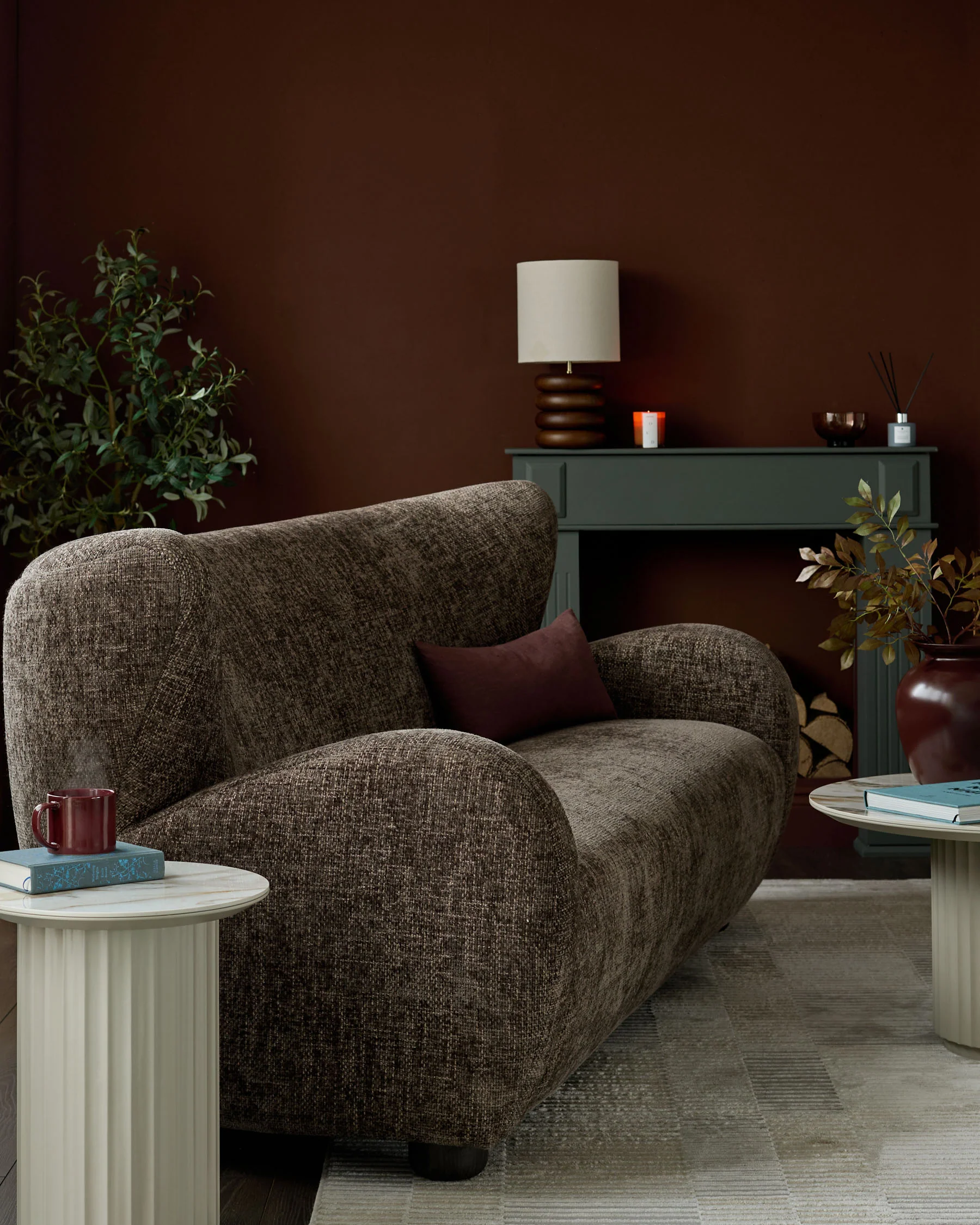 Evelyn mocha fabric 3 seater sofa - Image 5