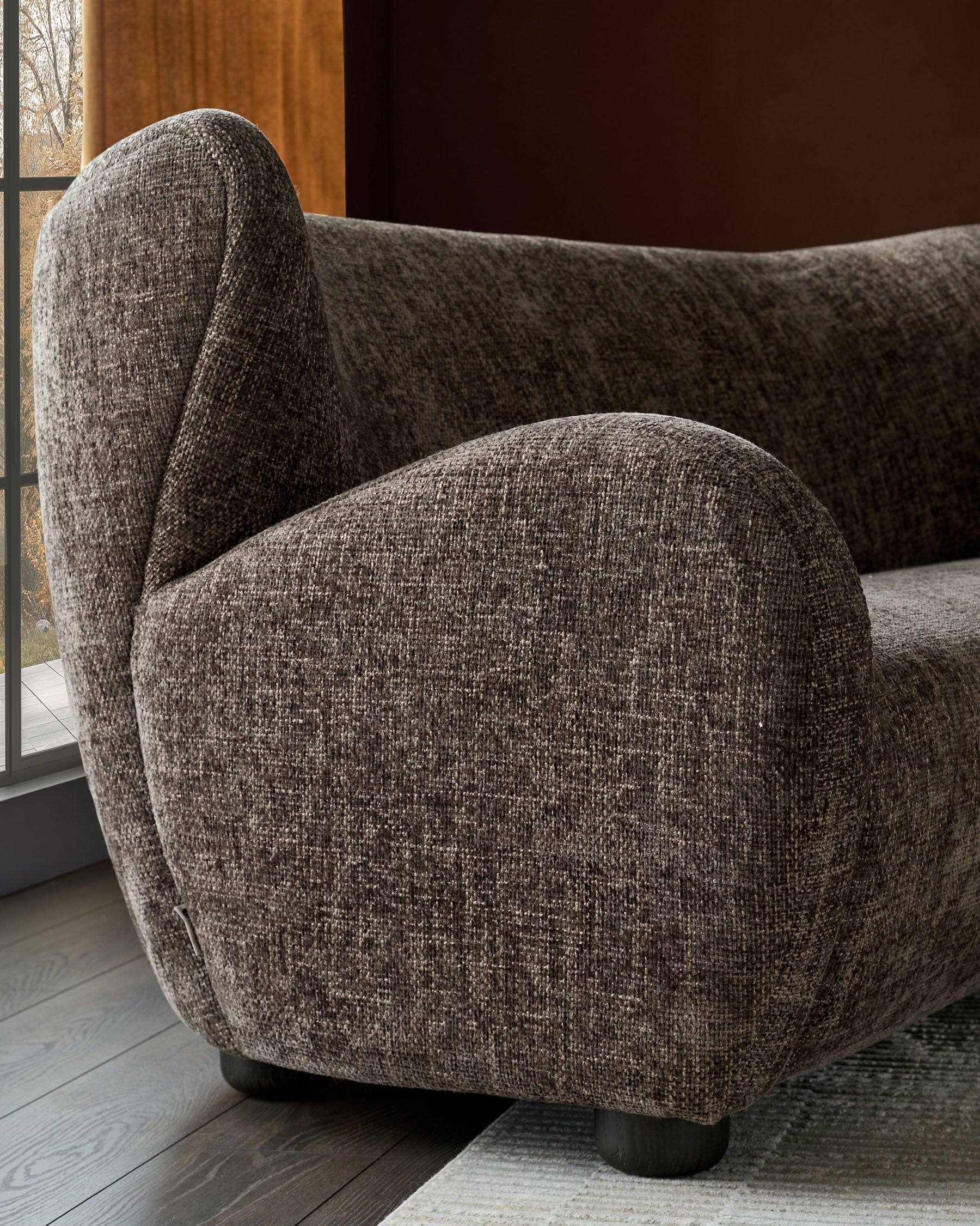 Evelyn mocha fabric 3 seater sofa - Image 6