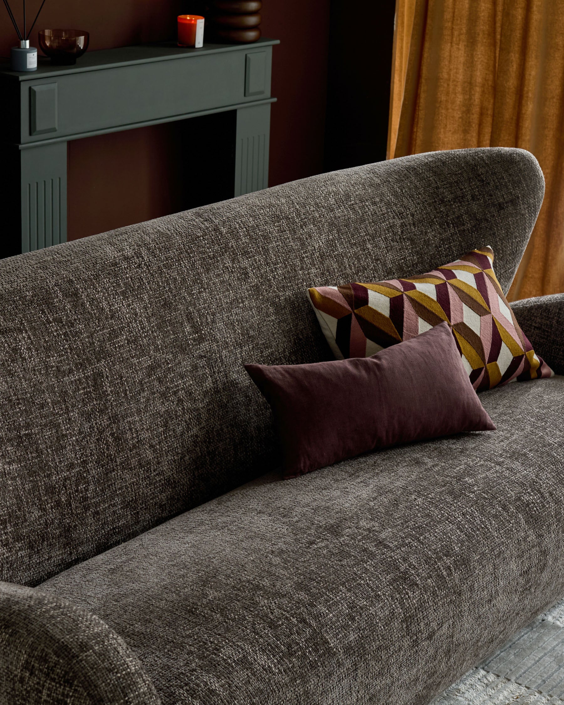 Evelyn mocha fabric 3 seater sofa - Image 7