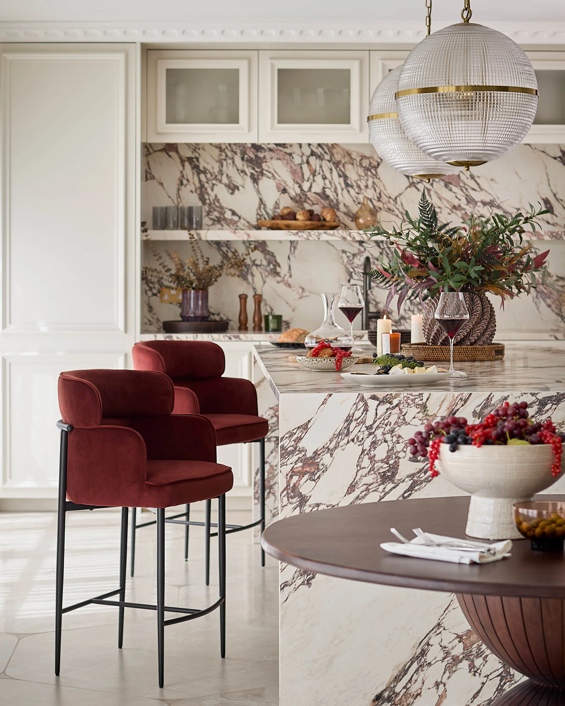 Felix toffee red velvet bar stool - Image 2