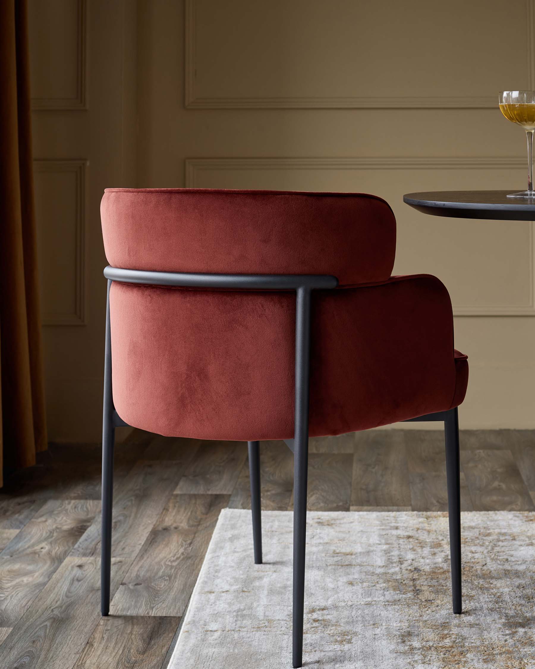 Felix toffee red velvet dining chair - Image 2