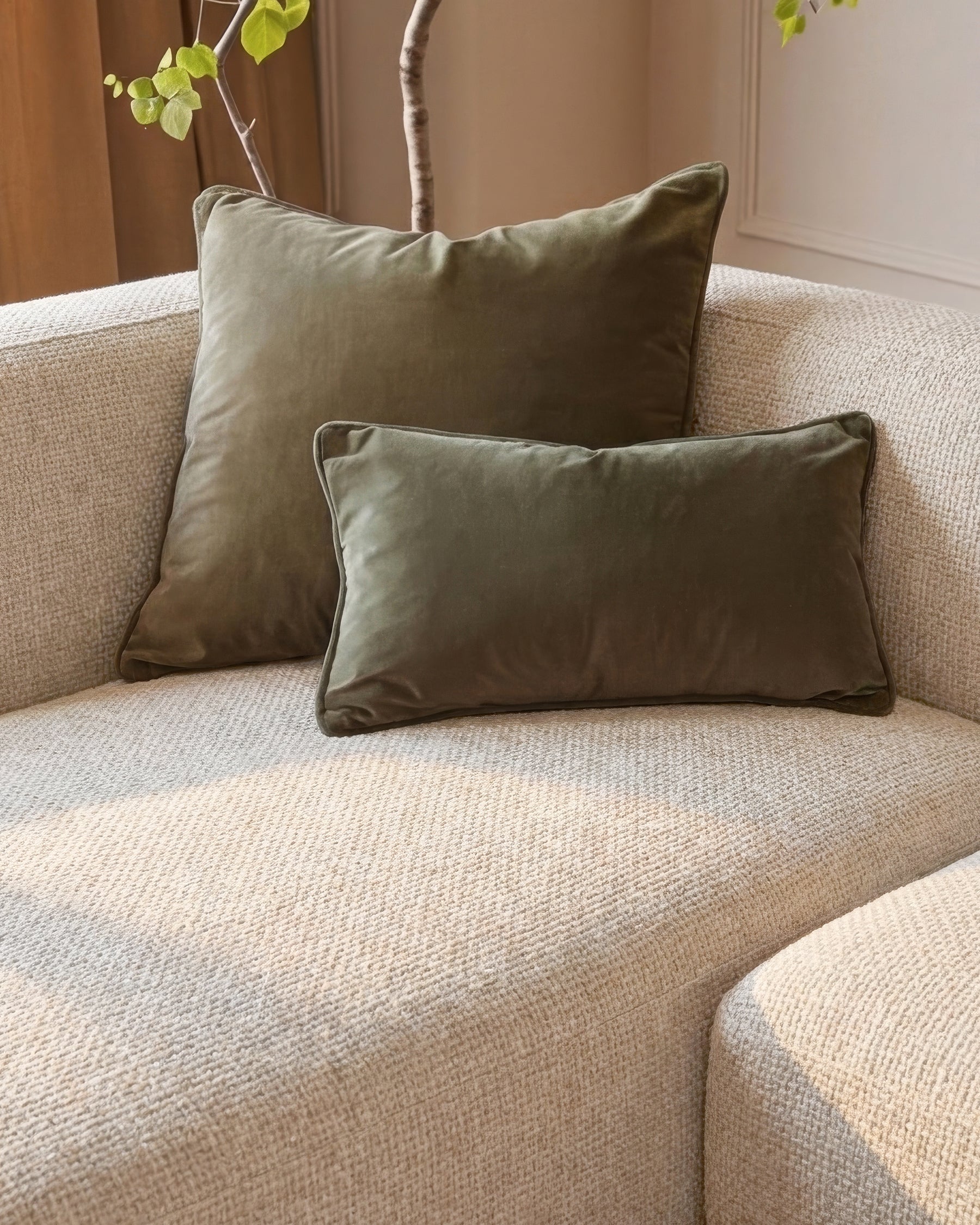 Florence natural fabric with dark wood left hand facing chaise sofa - Image 6