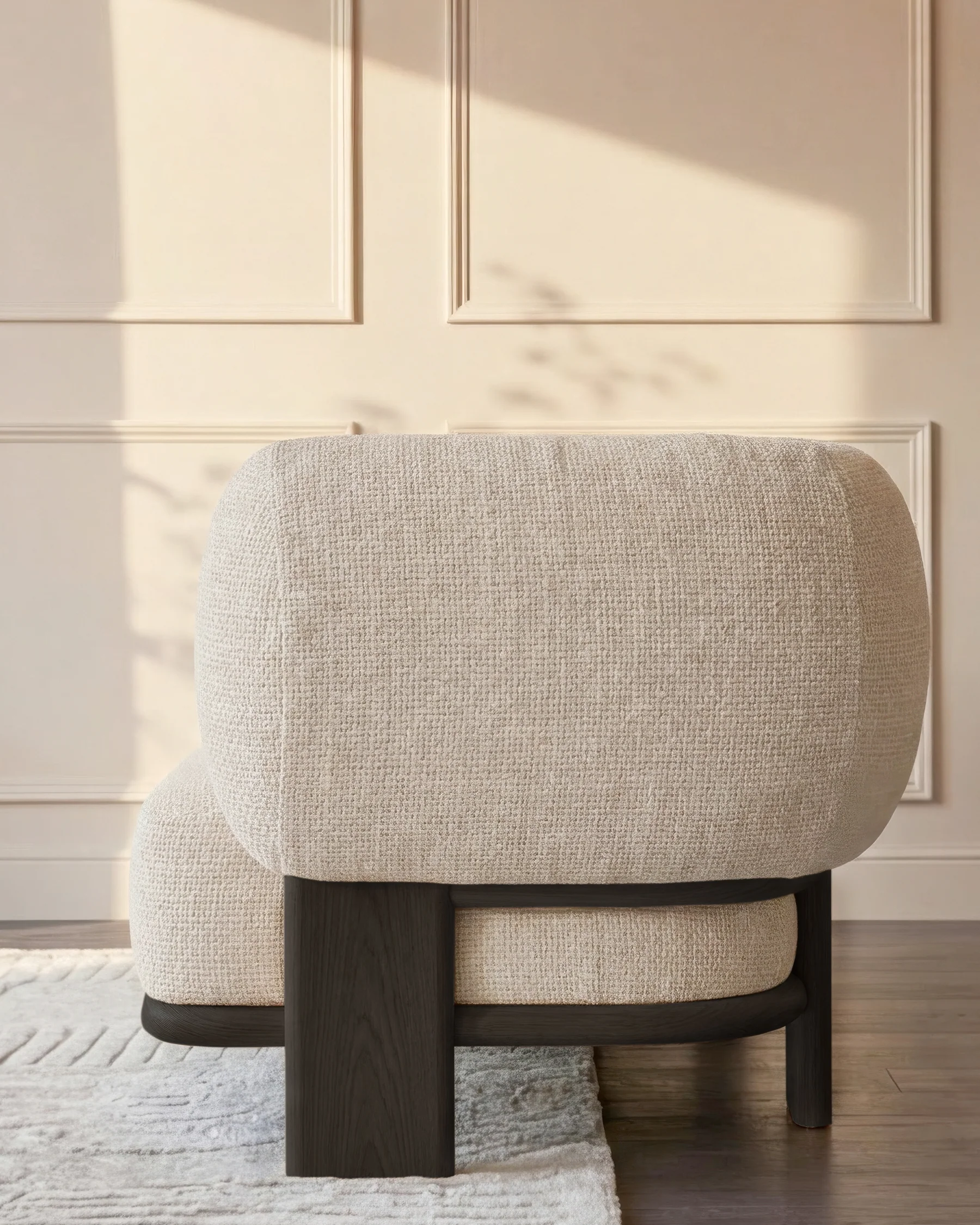 Florence natural fabric with dark wood left hand facing chaise sofa - Image 9