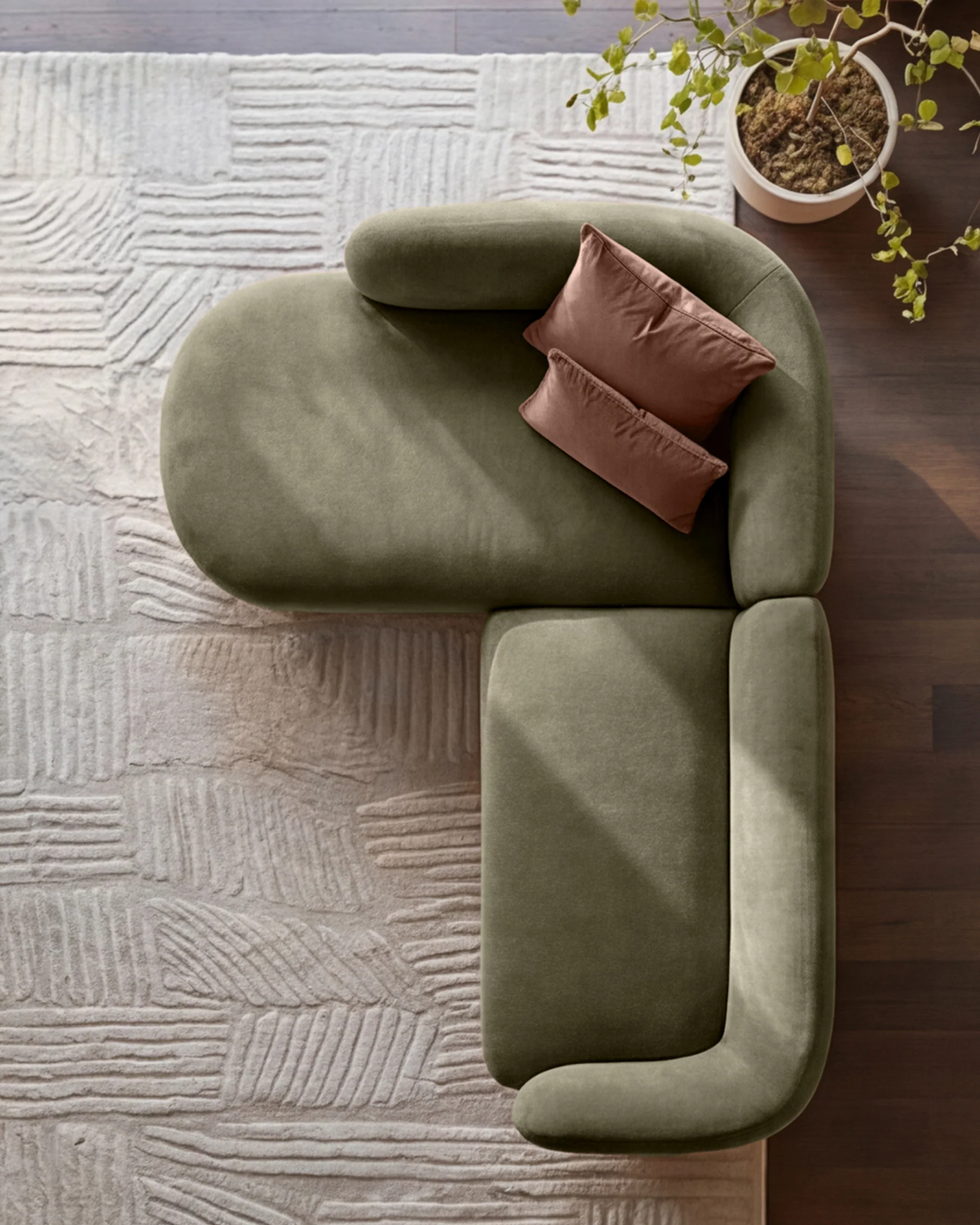 Florence olive green fabric with dark wood left hand facing chaise sofa - Image 4
