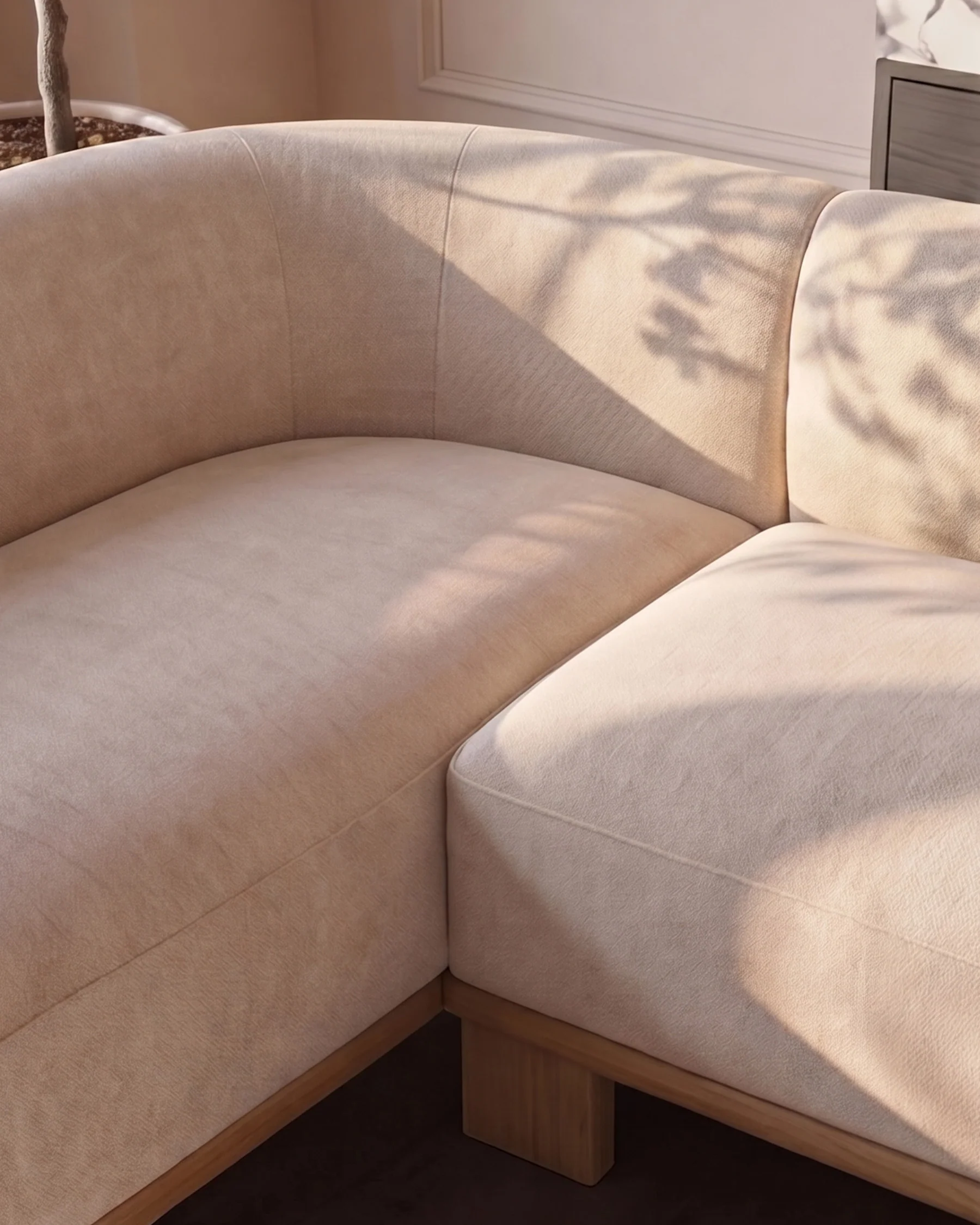 Florence natural fabric with light wood left hand facing small corner sofa - Image 3