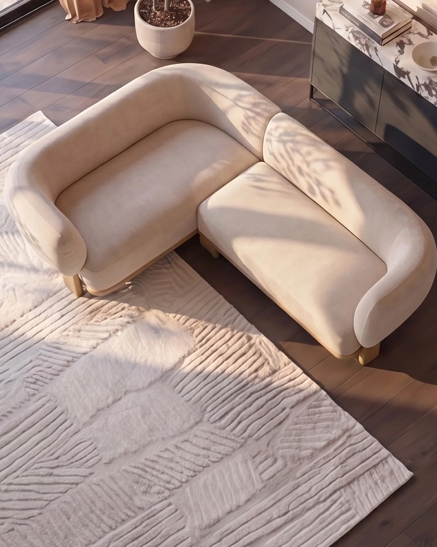 Florence natural fabric with light wood left hand facing small corner sofa - Image 4