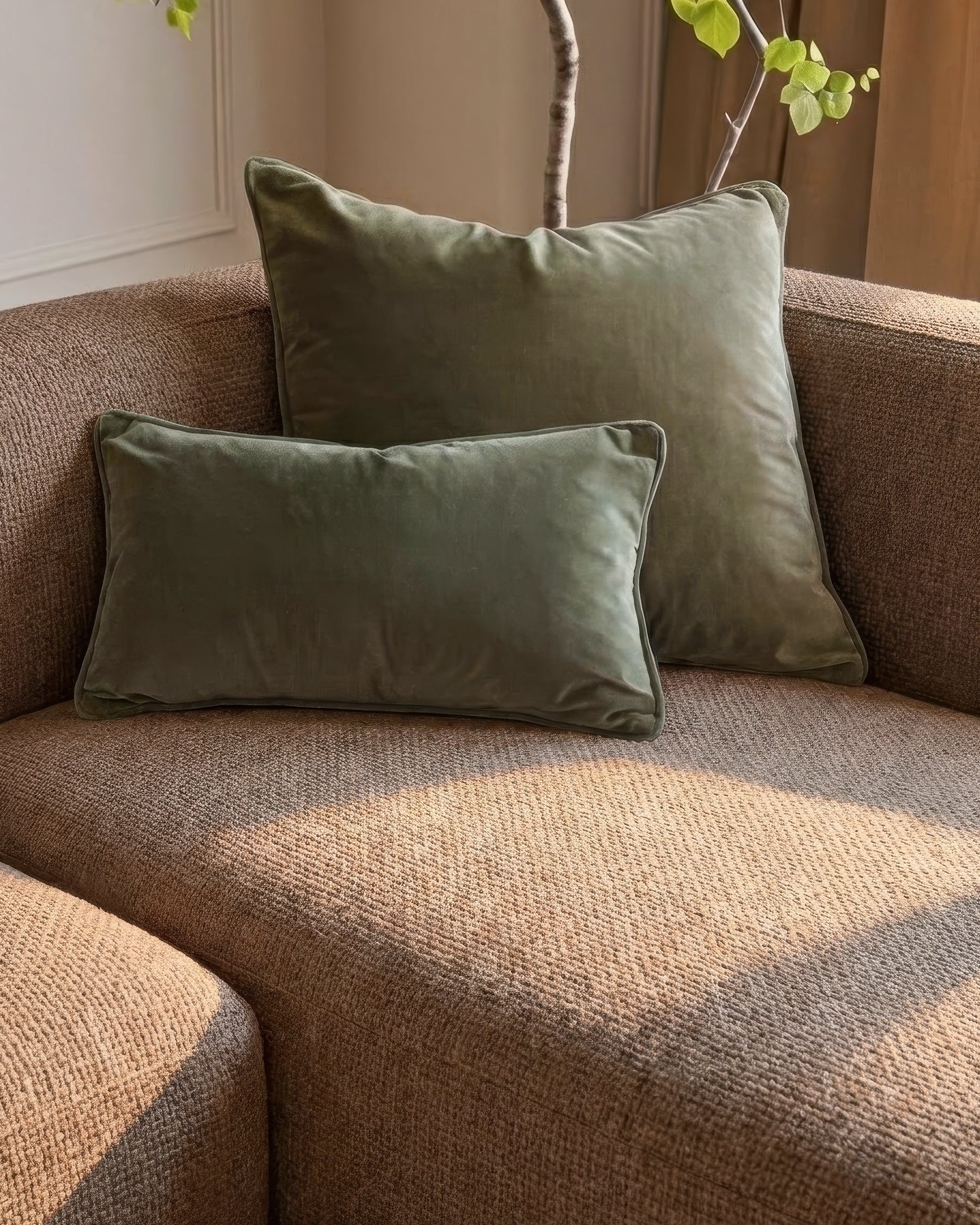 Florence mocha fabric with dark wood right hand facing chaise sofa - Image 4