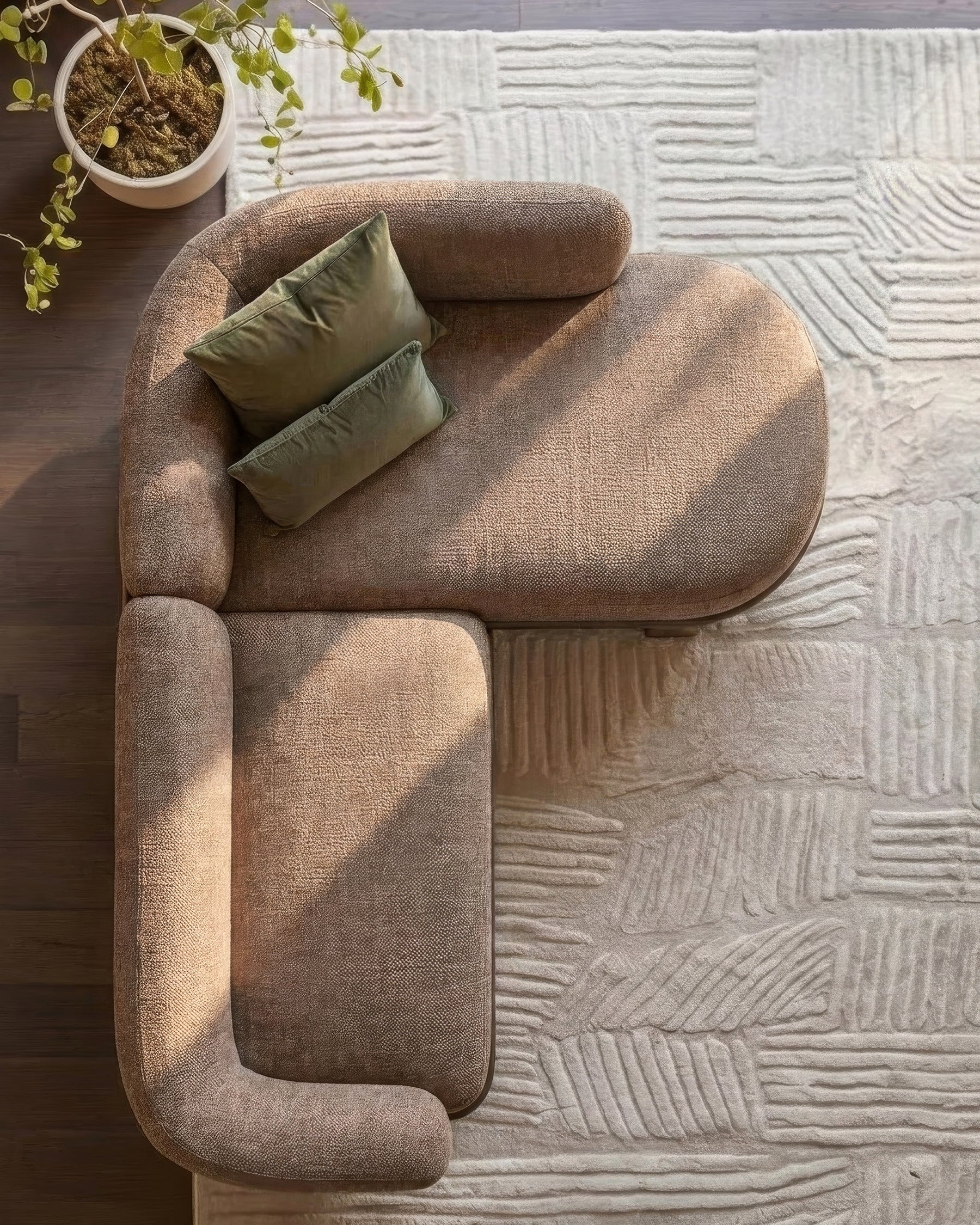 Florence mocha fabric with dark wood right hand facing chaise sofa - Image 6
